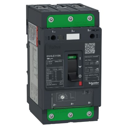 Picture of Motor circuit breaker, TeSys GV4, TeSys GV4, 3P, 115A, Icu 50kA, magnetic, EverLink terminals