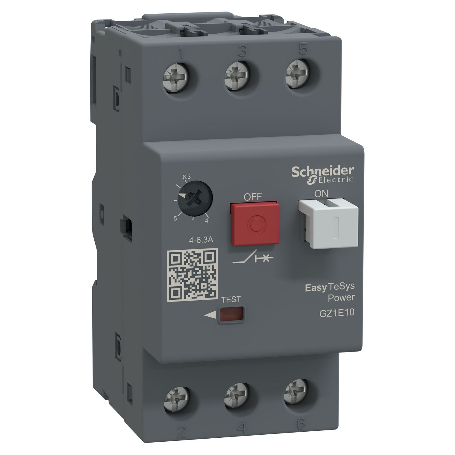 Picture of Motor circuit breaker,Easy TeSys Power,GZ1E,AC-3,3P,4..6.3A,thermal magnetic trip