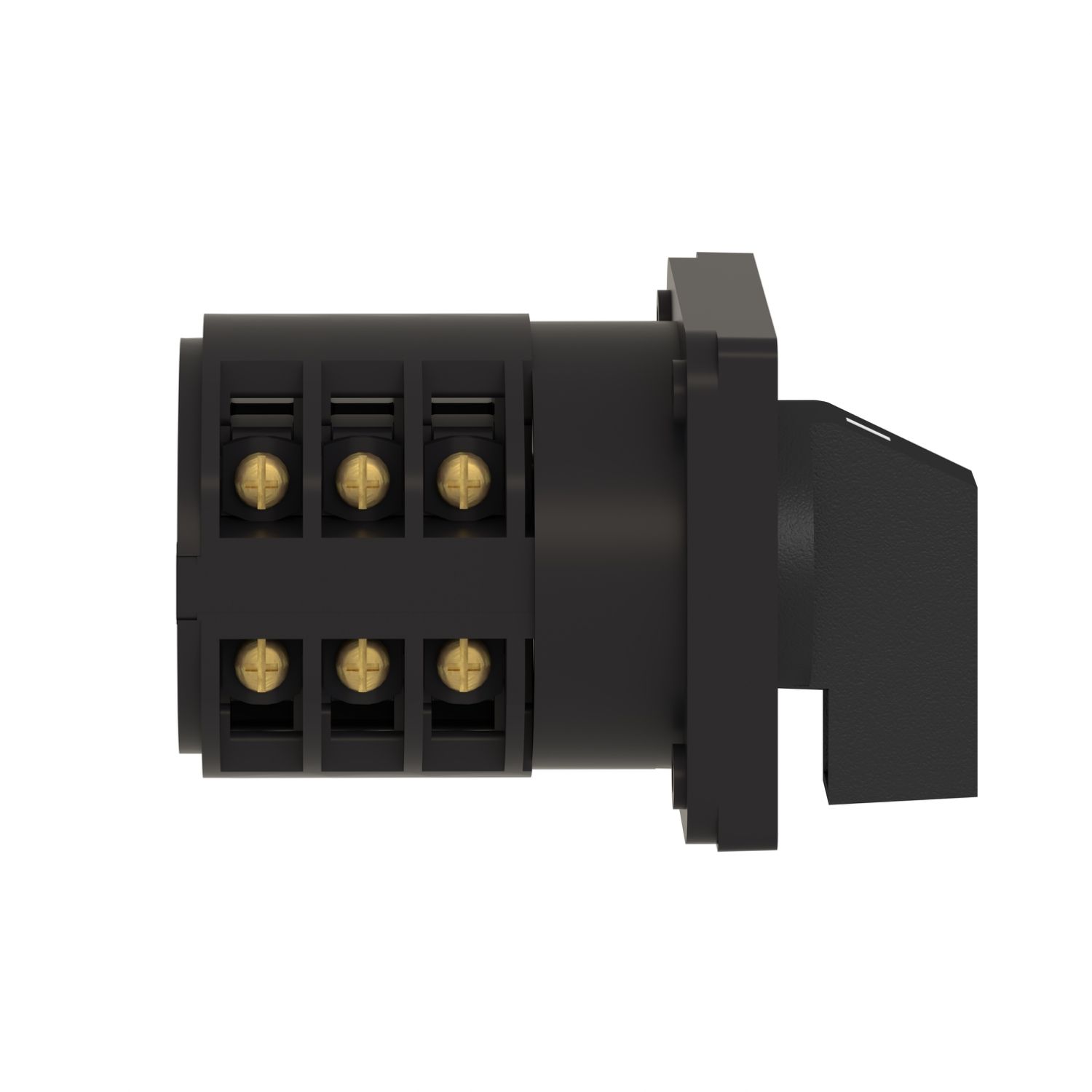 Picture of Complete cam switch, Harmony K1, K2, cam changeover switch, front mounting, plastic, 3 poles, 30degrees, 32A, 64x64mm, marked 1 2