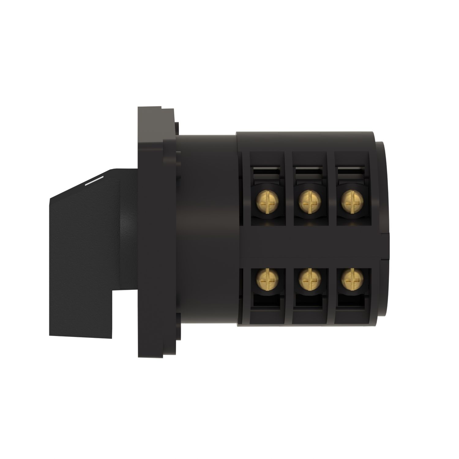 Picture of Complete cam switch, Harmony K1, K2, cam changeover switch, front mounting, plastic, 3 poles, 30degrees, 32A, 64x64mm, marked 1 2