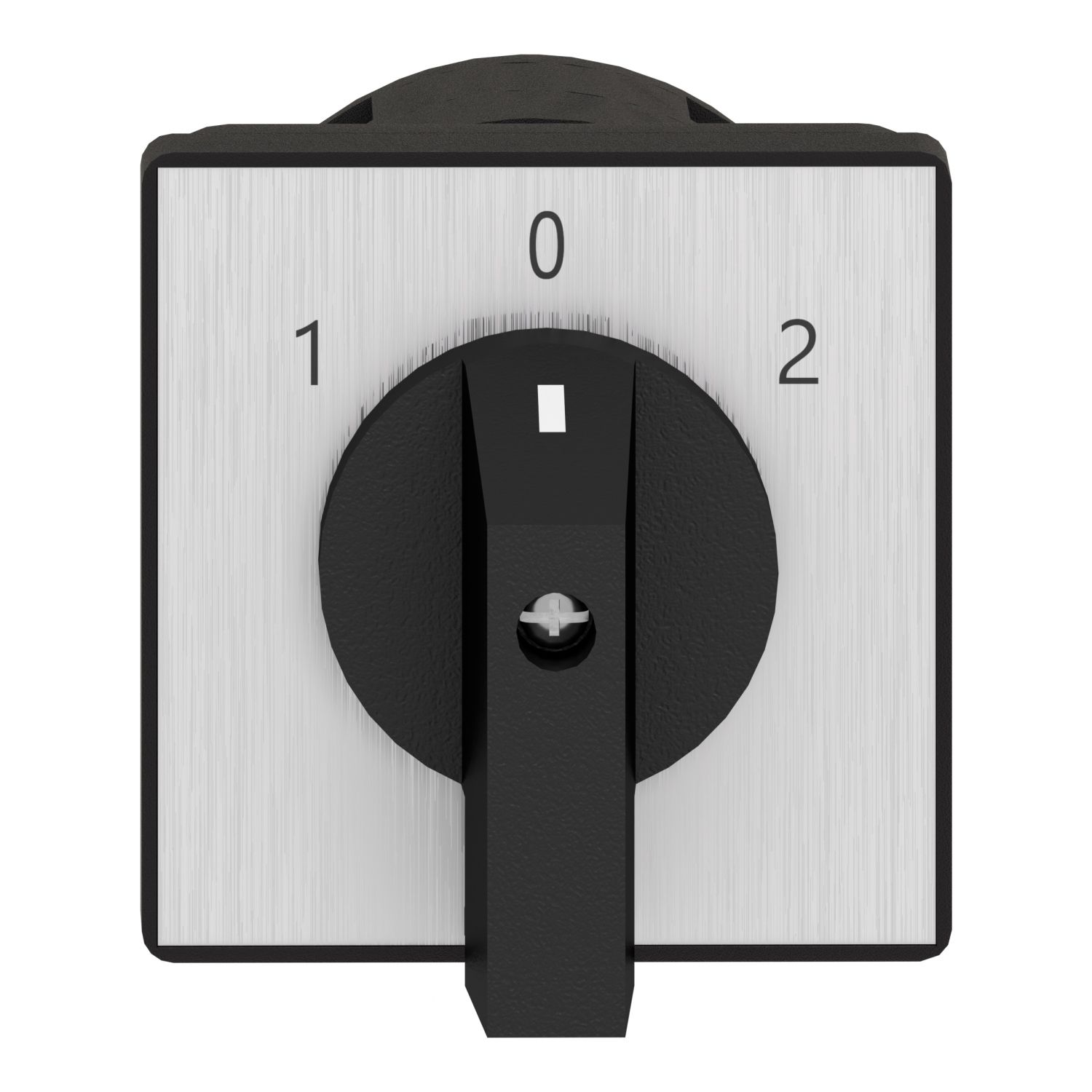 Picture of Complete cam switch, Harmony K1, K2, cam changeover switch, front mounting, plastic, 4 poles, position 0, 30degrees, 32A, 64x64mm, marked 1 0 2