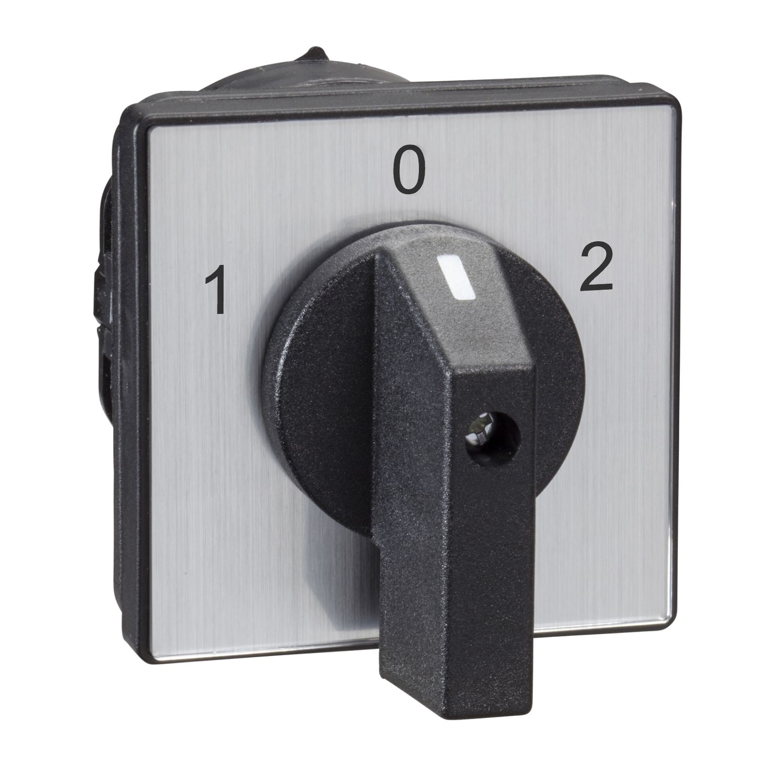 Picture of Complete cam switch, Harmony K1, K2, cam changeover switch, front mounting, plastic, 4 poles, position 0, 60degrees, 50A, 64x64mm, marked 1 0 2