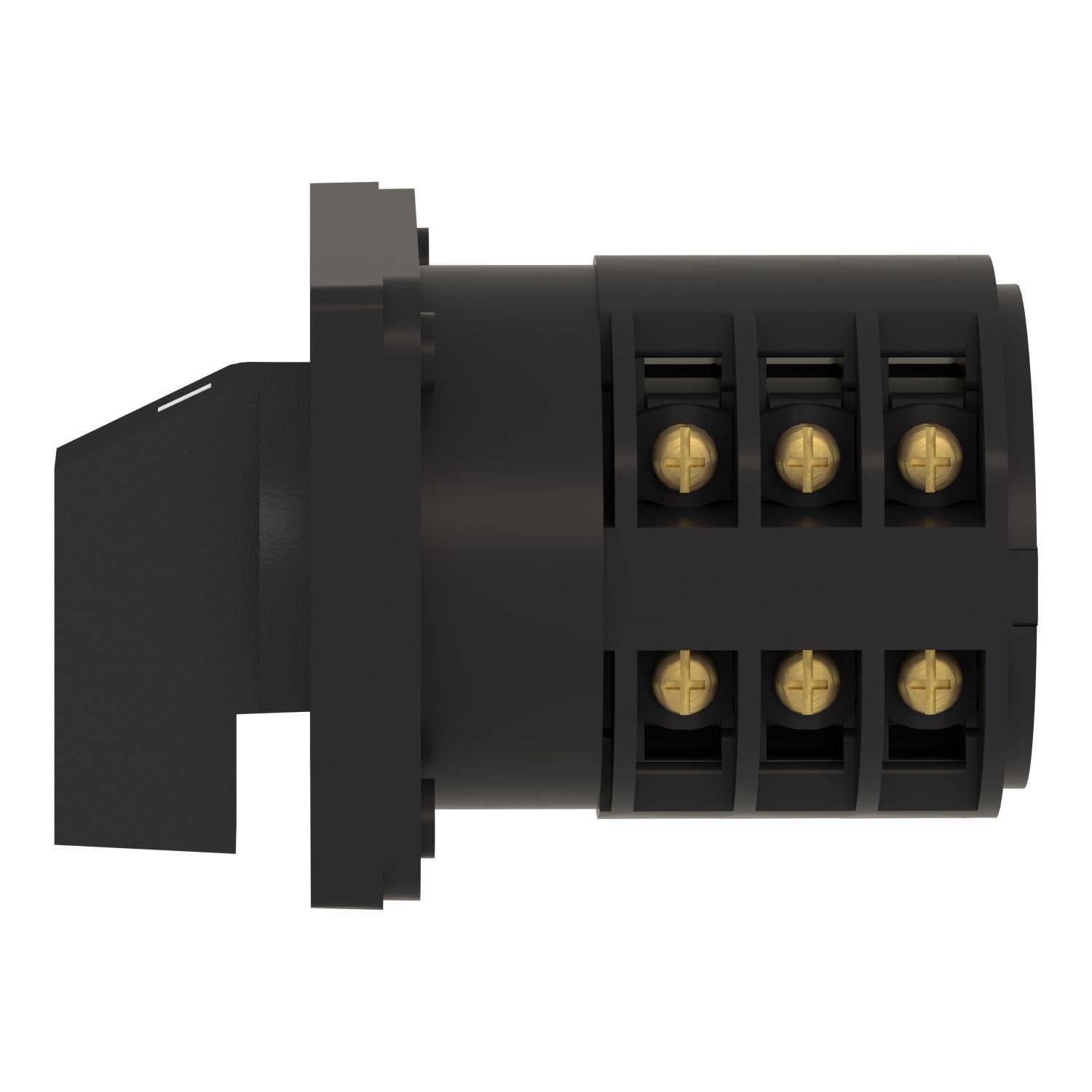 Picture of Complete cam switch, Harmony K1, K2, cam changeover switch, front mounting, plastic, 4 poles, position 0, 60degrees, 50A, 64x64mm, marked 1 0 2