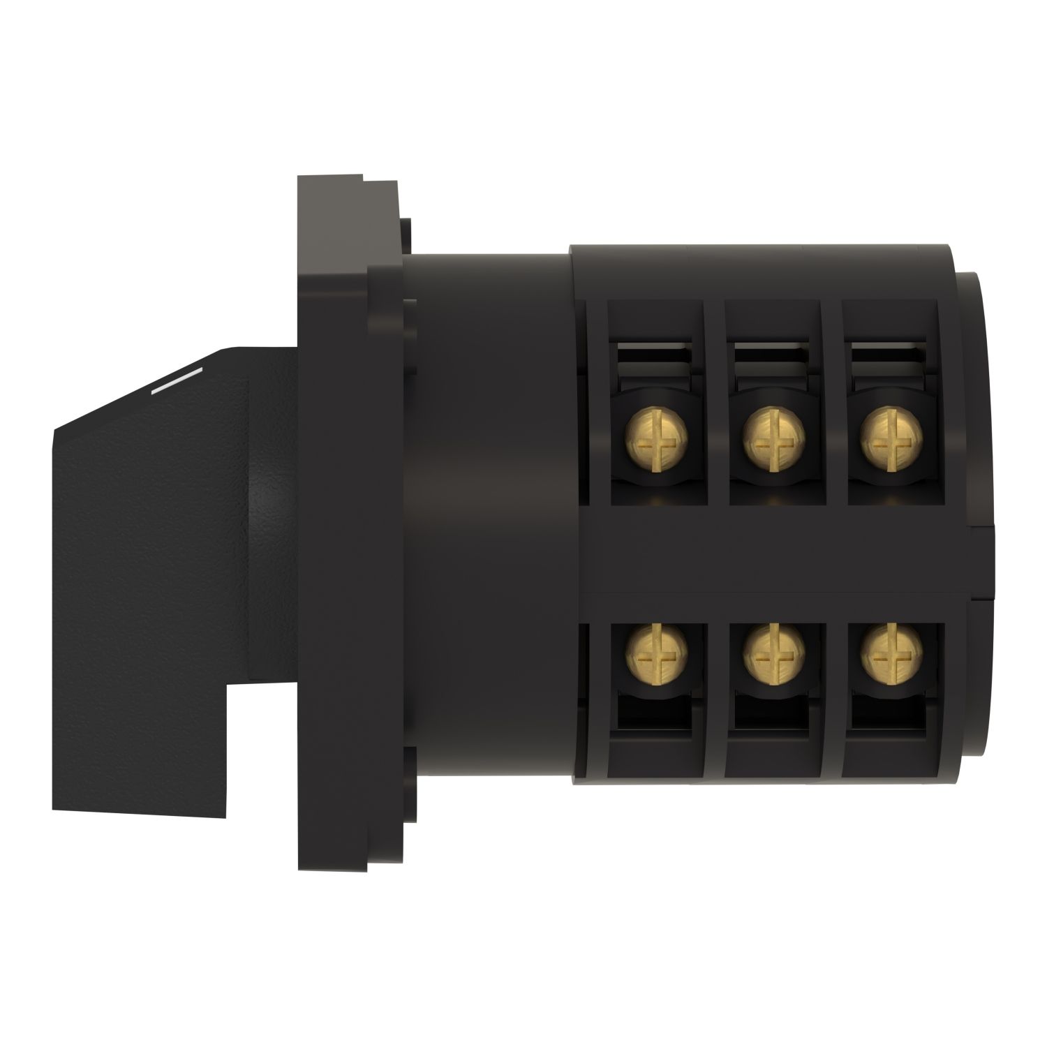 Picture of Complete cam switch, Harmony K1, K2, cam changeover switch, front mounting, plastic, 4 poles, position 0, 60degrees, 63A, 64x64mm, marked 1 0 2