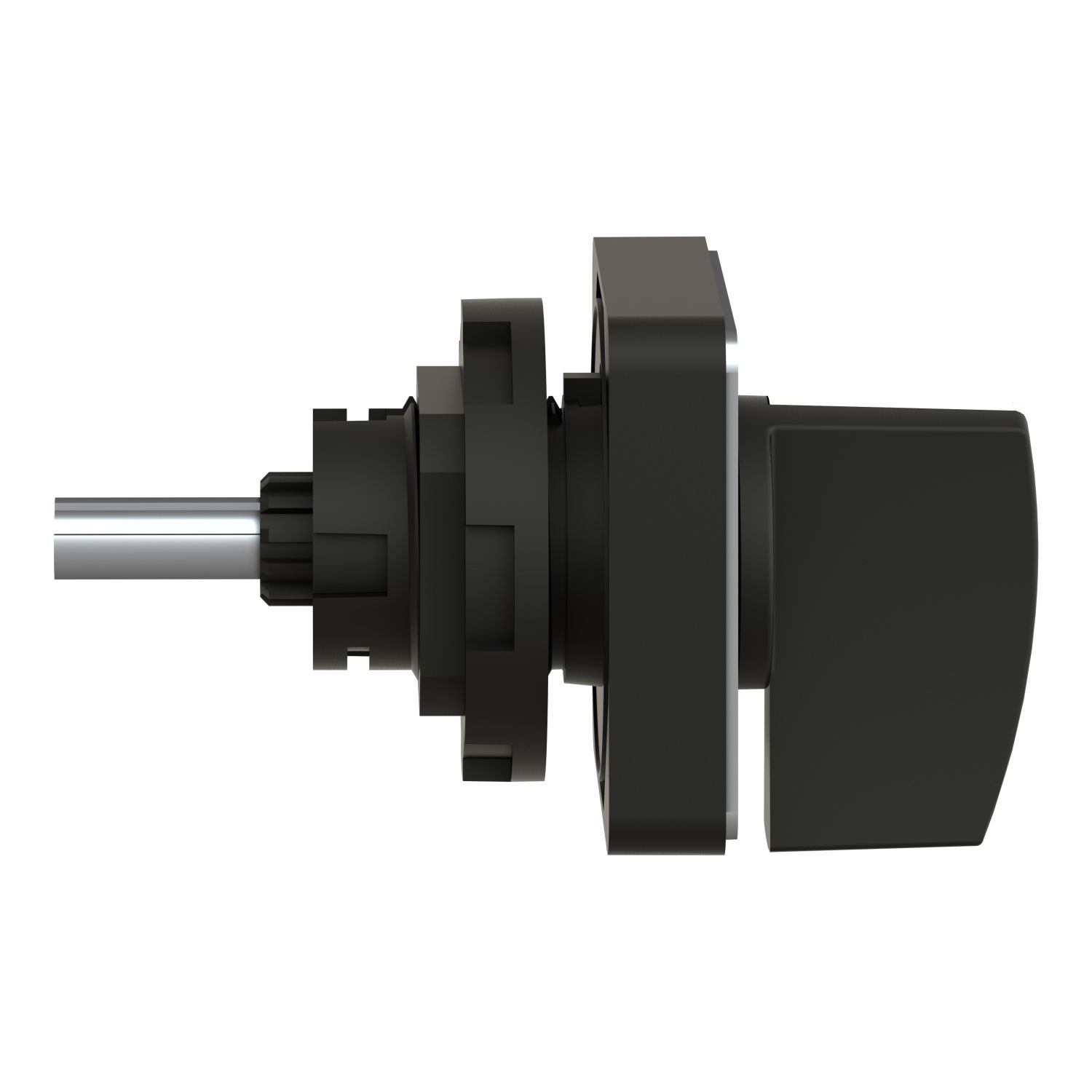 Picture of Cam switch operating head, Harmony K1, K2, 22mm, plastic, 45x45mm plate, mat black legend, black handle