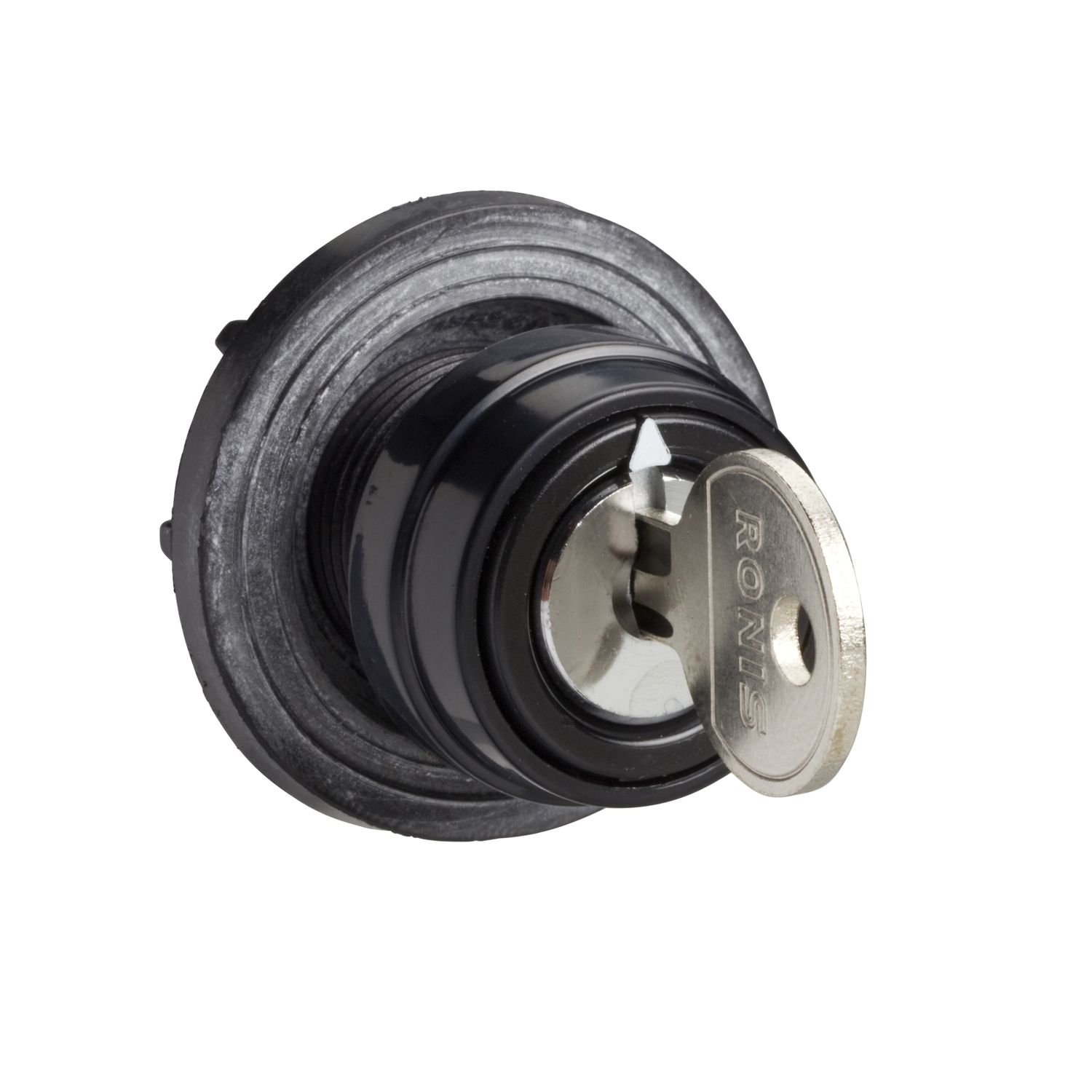 Picture of Cam switch operating head, Harmony K, 22mm, plastic, 45x45mm plate, matt black legend, key operated, 601 A