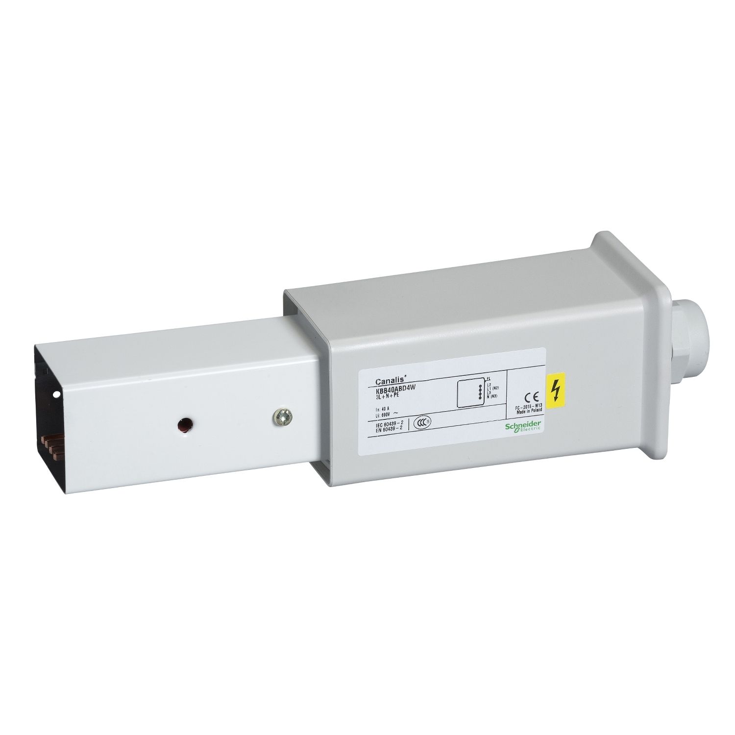 Picture of End feed unit, Canalis KBB, 25/40A, right mounting, 1 reinforced circuit, white RAL9003