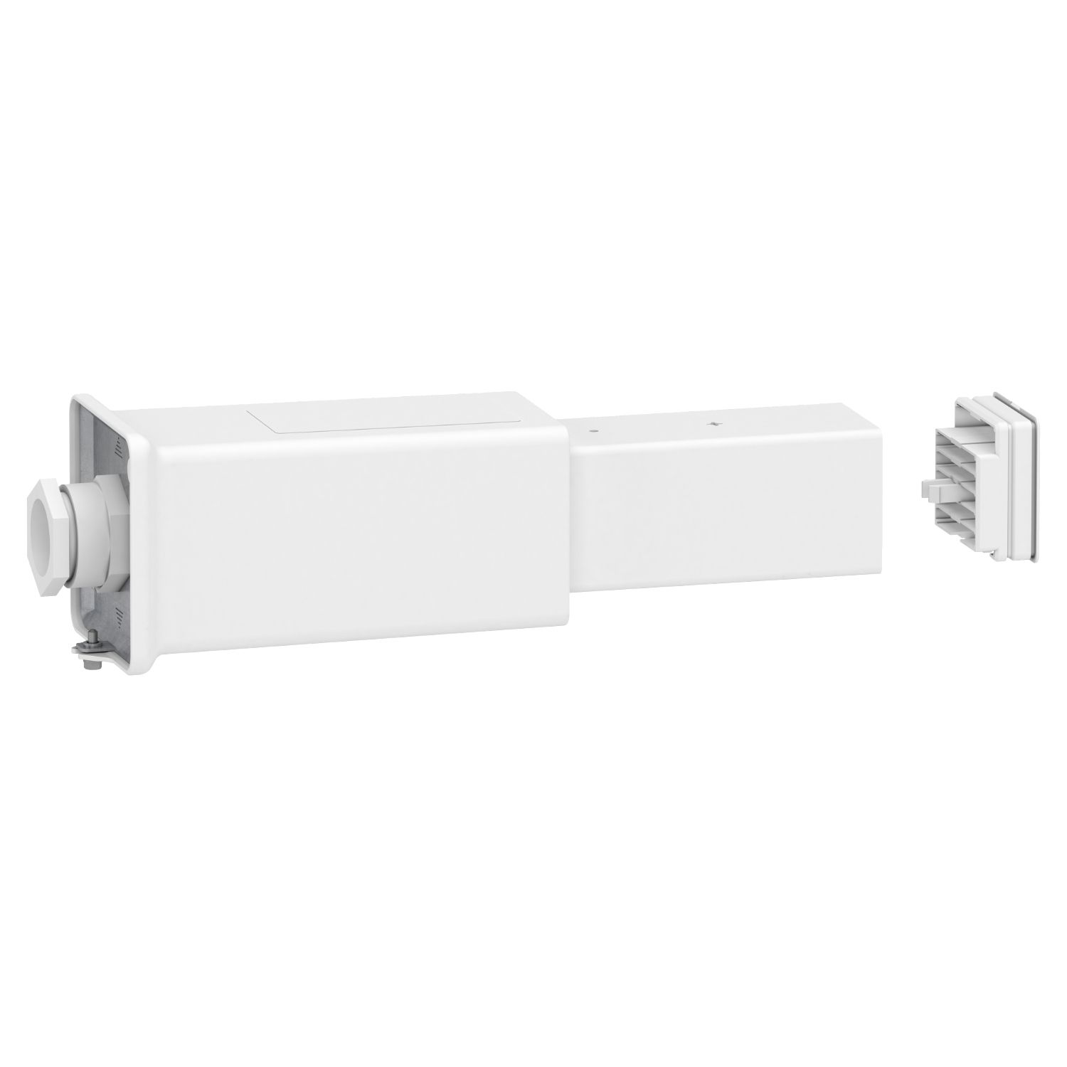 Picture of End feed unit, Canalis KBB, 25/40A, left mounting, 1 reinforced circuit, white RAL9003