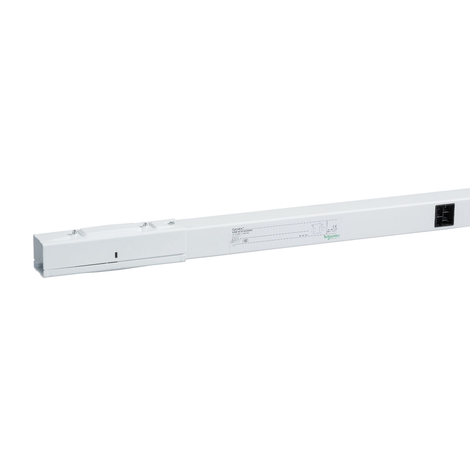Picture of Straight length, Canalis KBB, 40A, 1 circuit, 3L+N+PE, compatible DALI, 2 outlets, 2m, white RAL9003