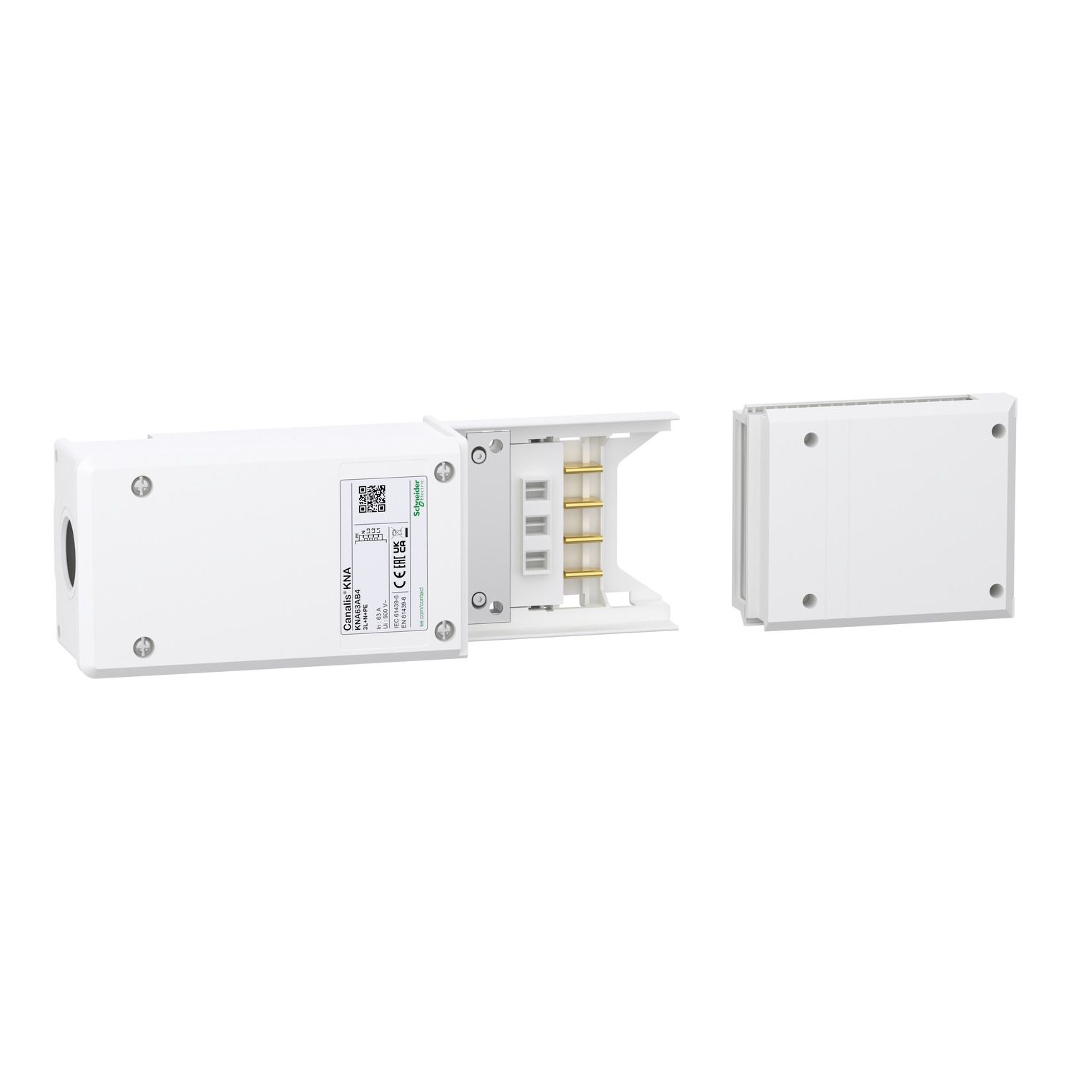 Picture of End feed unit, Canalis KNA, 40/63A, right or left mounting, polarity 3L+N+PE/3L+PEN, white RAL9001