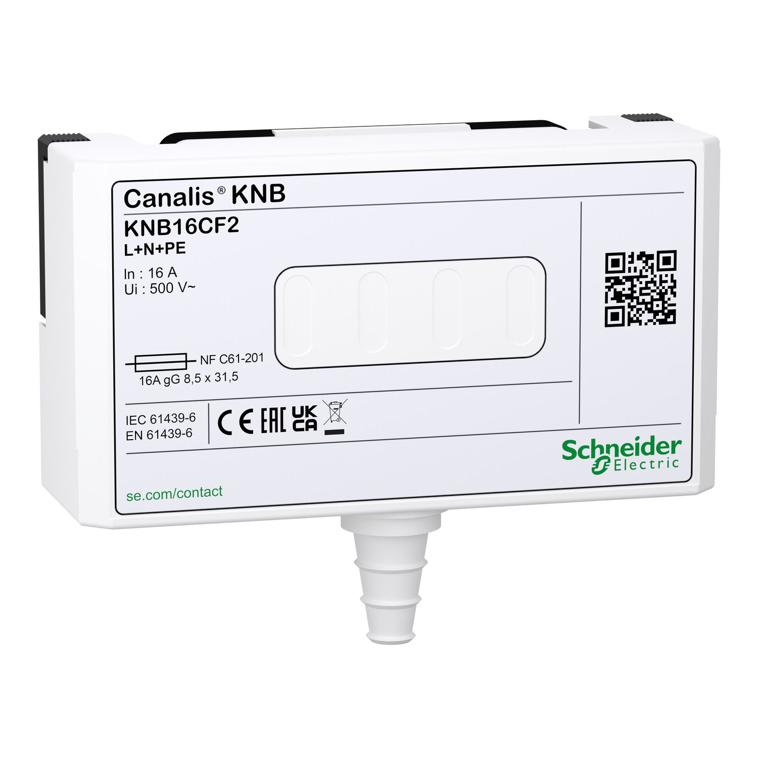Picture of Tap off unit, Canalis KN, for NF cylindrical fuses, single phase, 16A, L+N+PE, fuses not provided, IP41