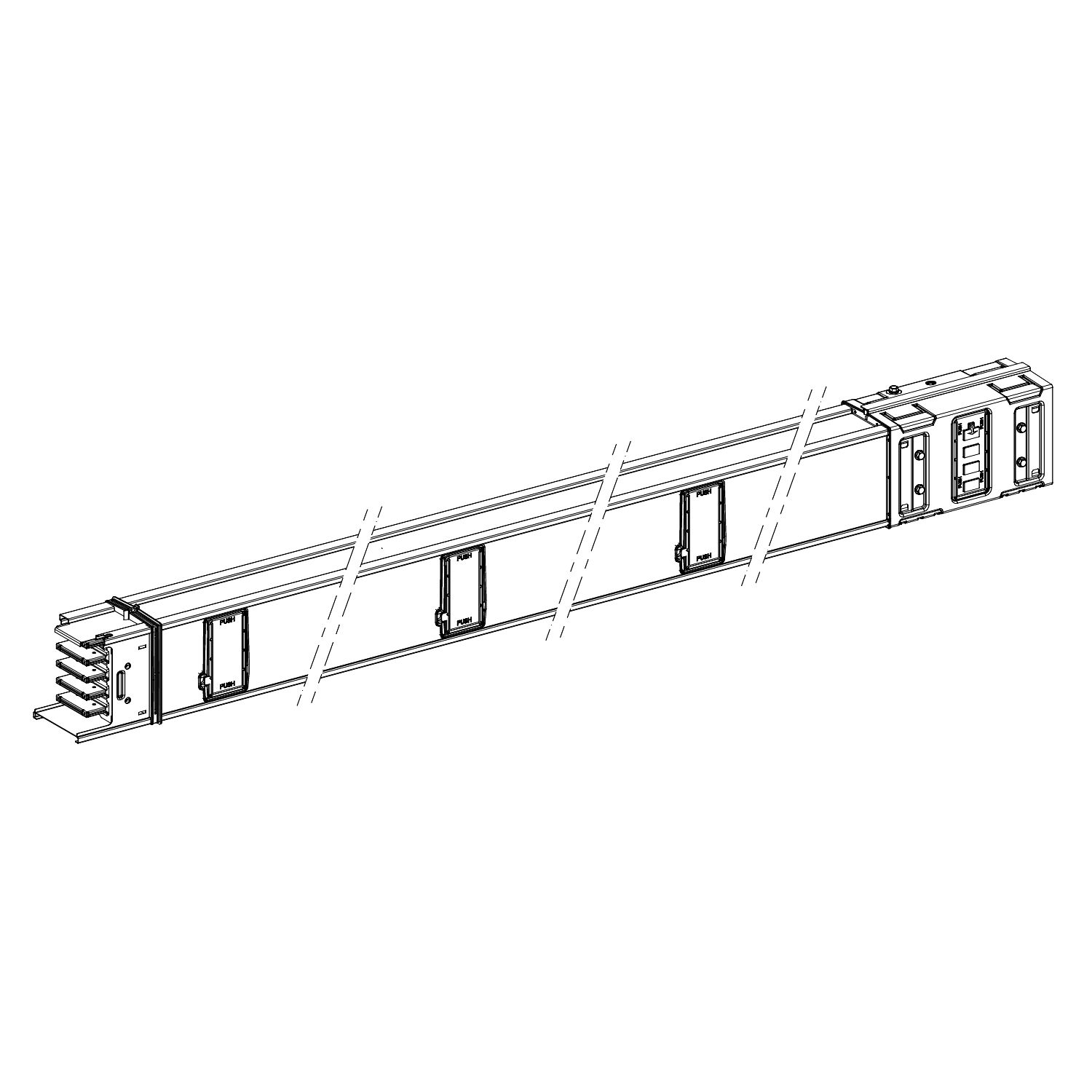 Picture of Horizontal distribution length, Canalis KSA1000, aluminium, 1000A, fixed length 3m, 6 outlets, 3L+N+PE, white RAL9001