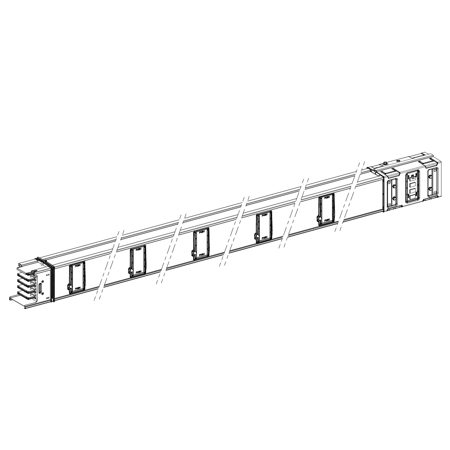 Picture of Horizontal distribution length, Canalis KSA1000, aluminium, 1000A, fixed length 5m, 10 outlets, 3L+N+PE, white RAL9001