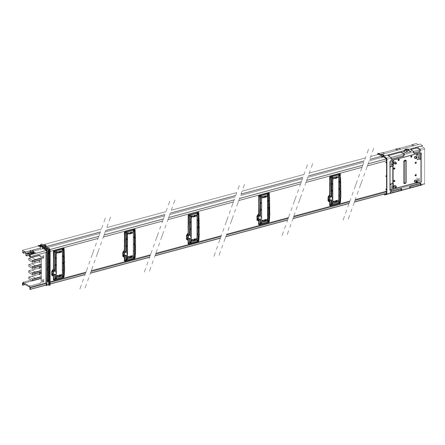 Picture of Horizontal distribution length, Canalis KSA100, aluminium, 100A, fixed length 5m, 10 outlets, 3L+N+PE, white RAL9001