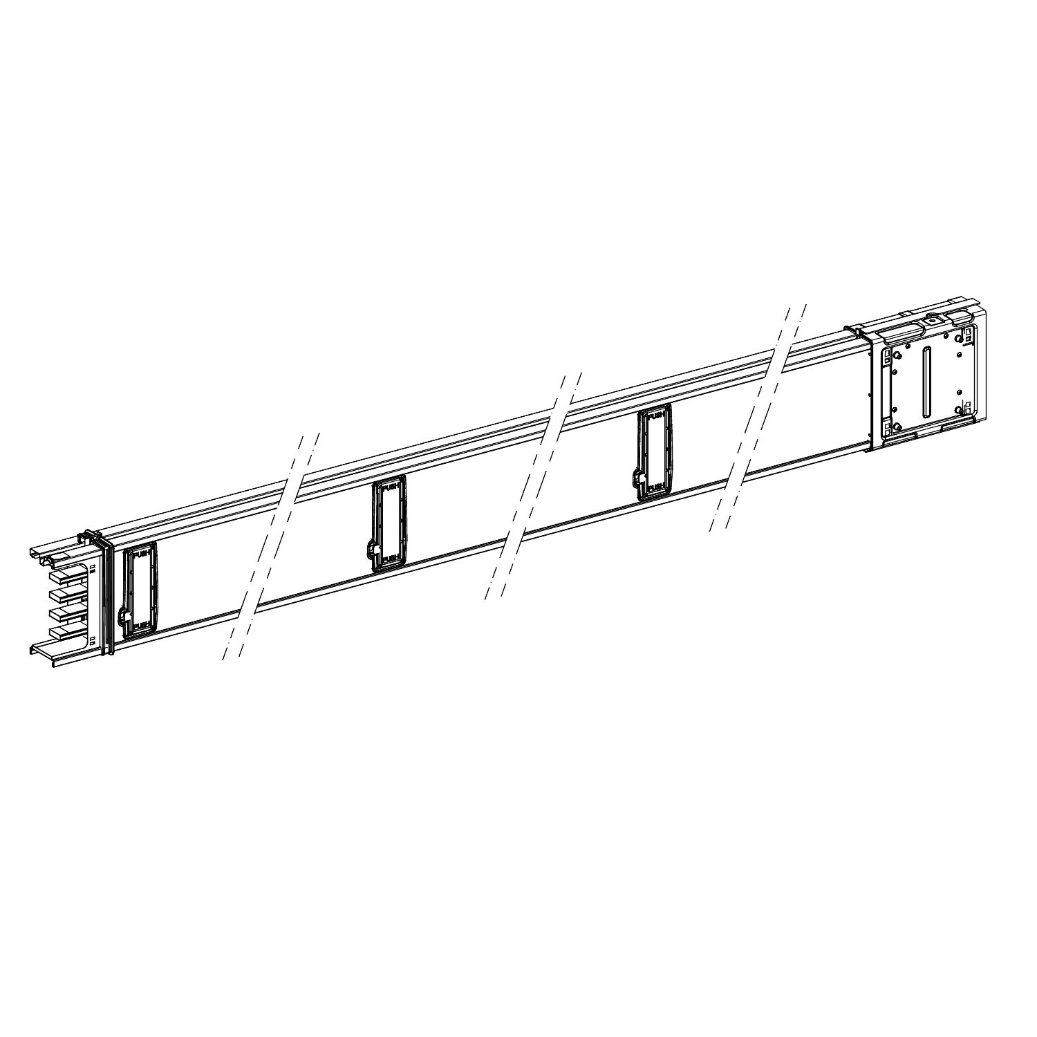 Picture of Horizontal distribution length, Canalis KSA160, aluminium, 160A, fixed length 3m, 6 outlets, 3L+N+PE, white RAL9001