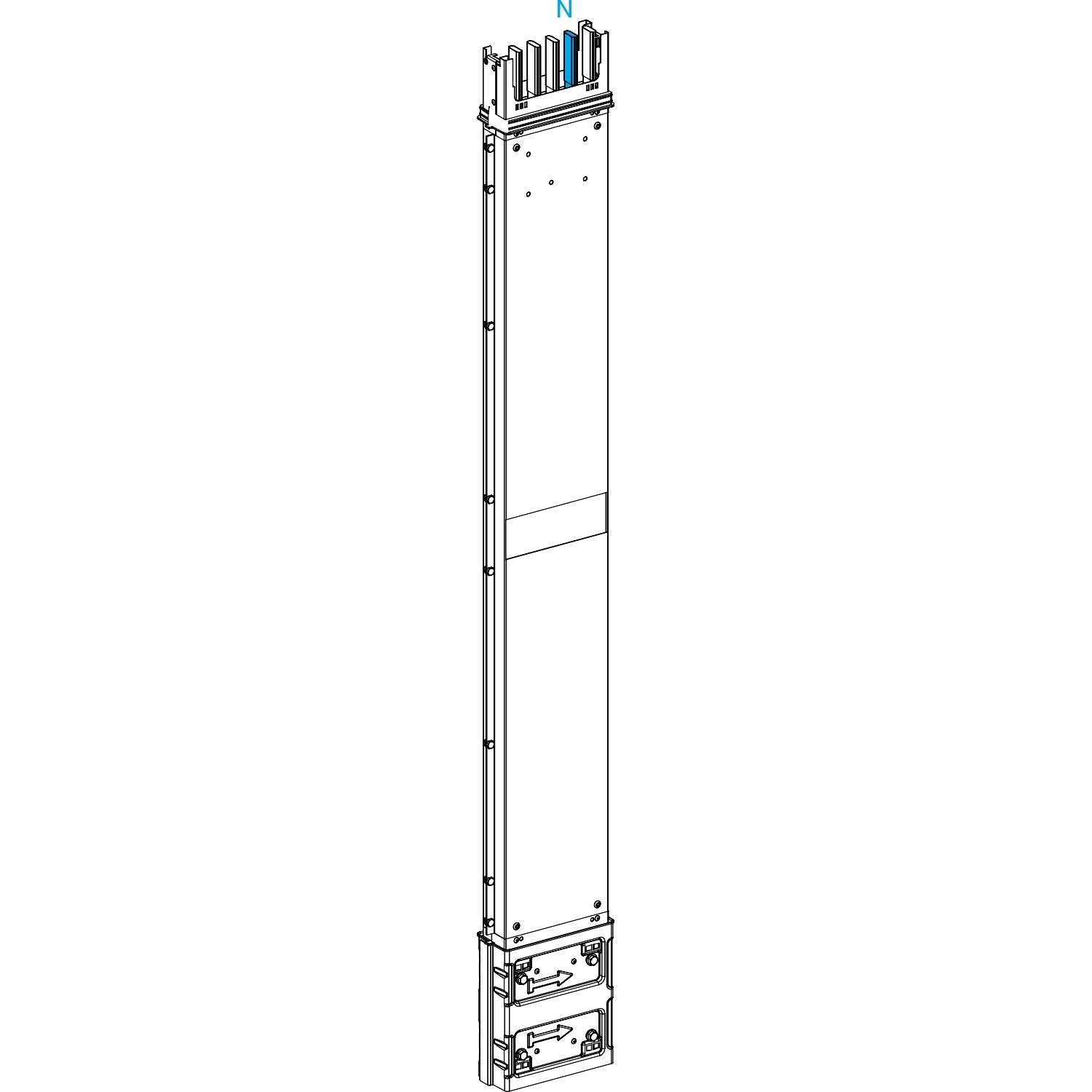 Picture of Vertical transport length, Canalis KSA250, aluminium, 250A, fire barrier, made to measure 0.8-1.9m, 3L+N+PE, RAL9001