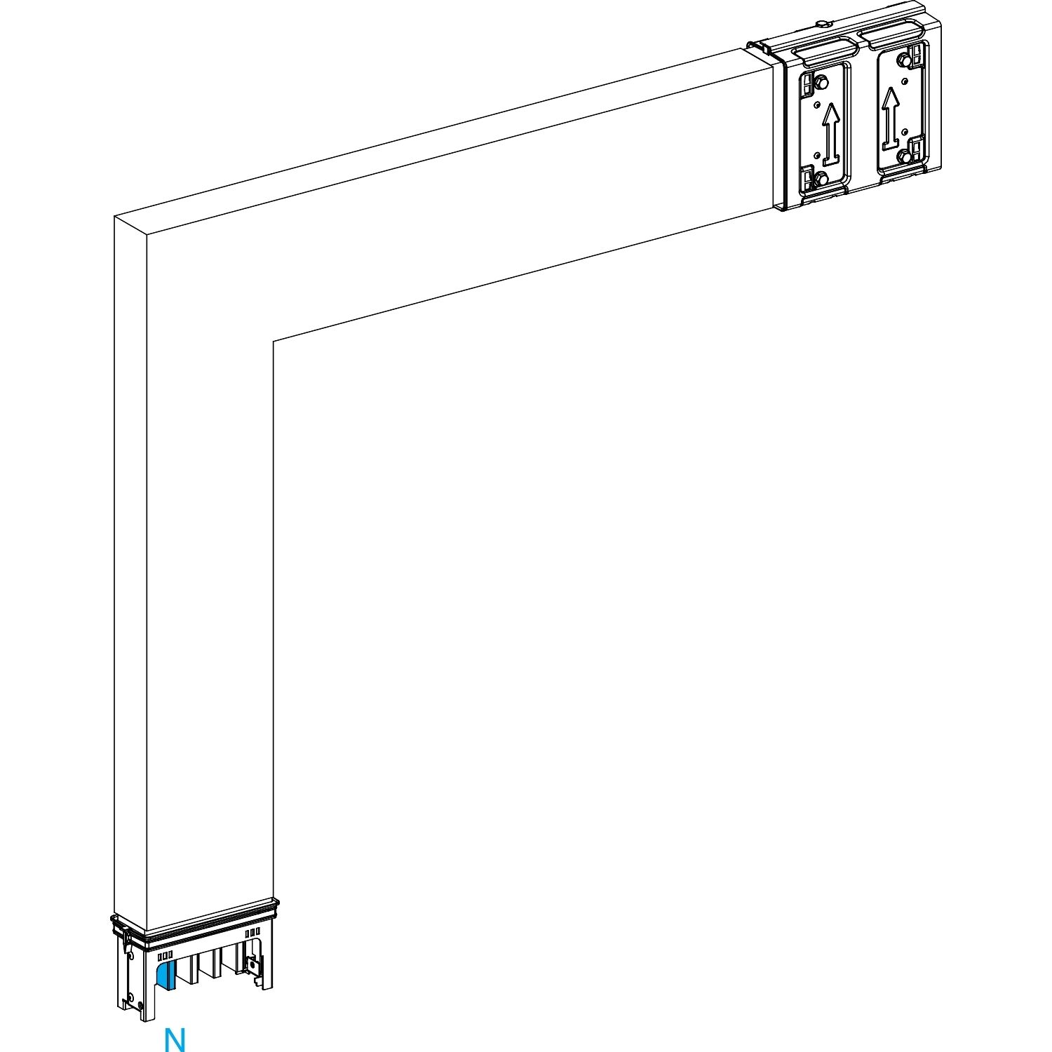 Picture of Elbow, Canalis KSA250, aluminium, 100/160/250A, sides A/B made to measure, to go downward, 3L+N+PE, white RAL9001