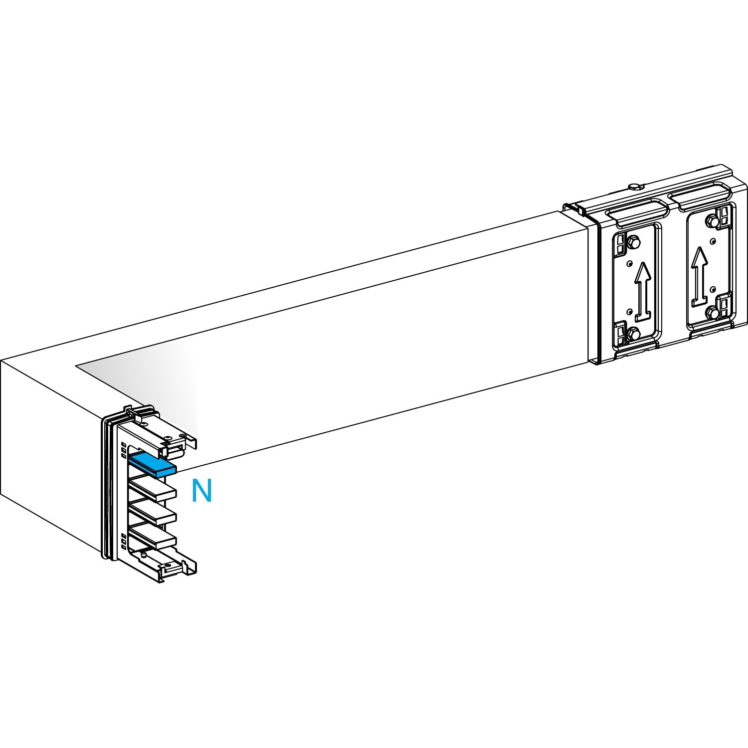 Picture of Elbow, Canalis KSA250, aluminium, 100/160/250A, side A made to measure, turns left, 3L+N+PE, white RAL9001