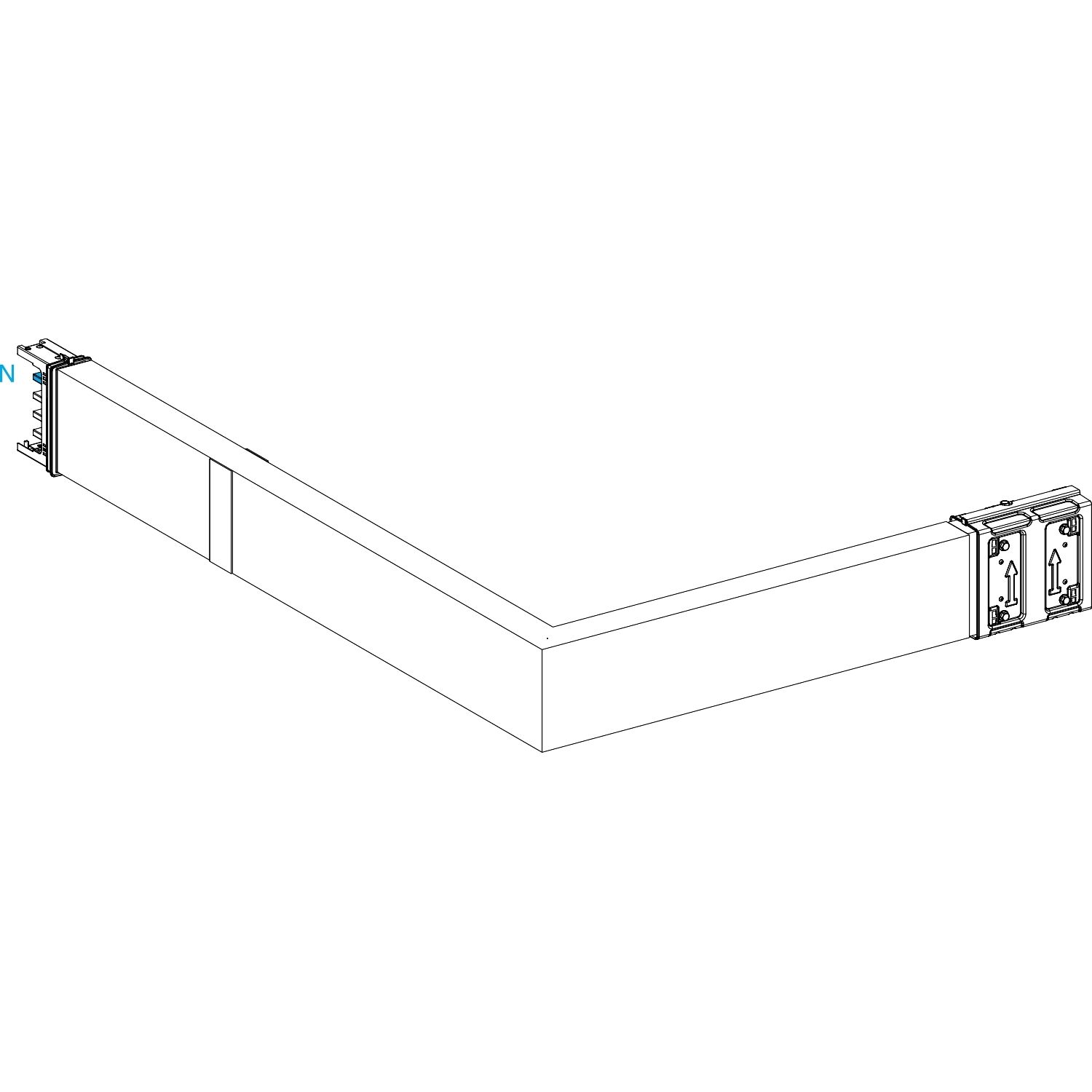Picture of Elbow, Canalis KSA250, Alu, 100/160/250A, sides A/B made to measure, 1 fire barrier, turns right /left, 3L+N+PE, RAL9001