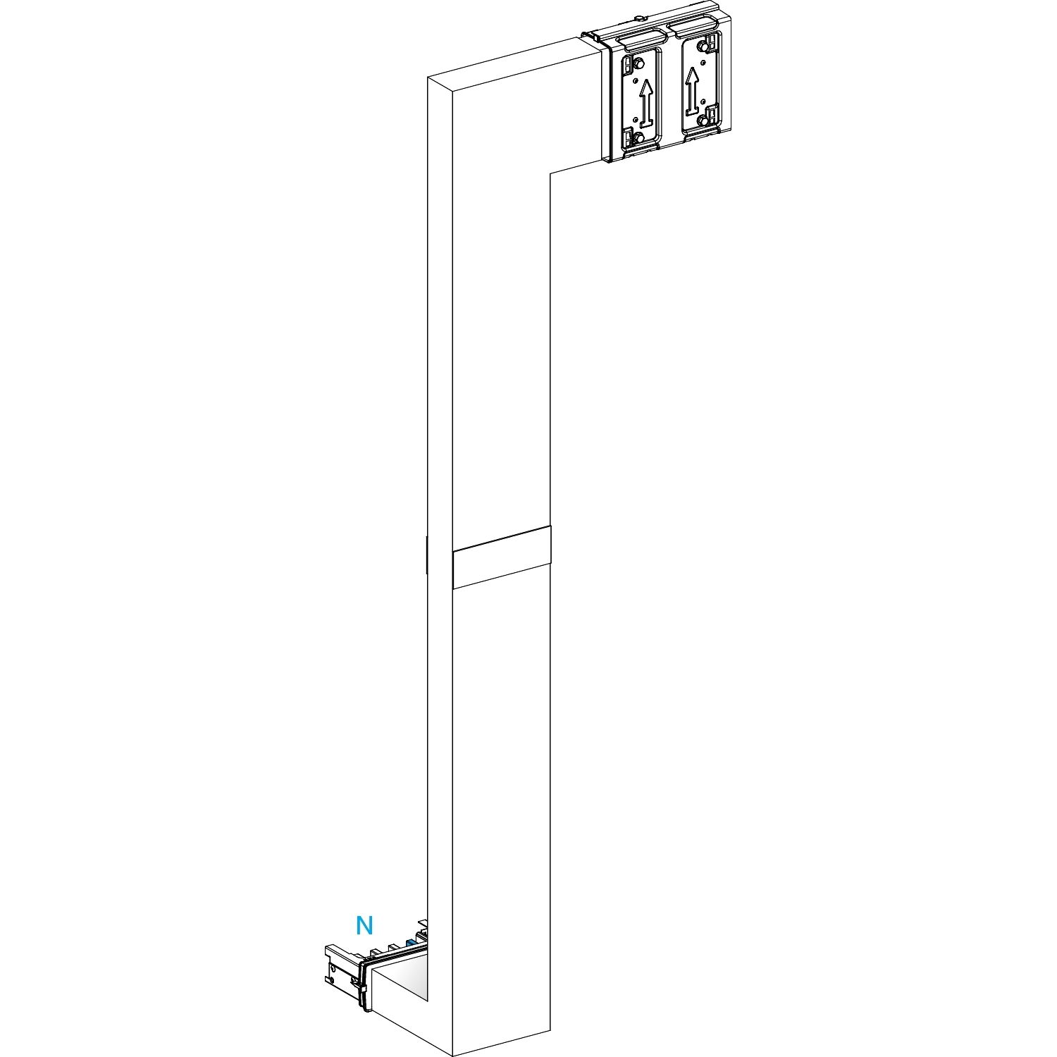 Picture of Multiple, Canalis KSA250, Alu, 100/160/250A, side B made to measure, fire barrier, downward then turns right, RAL9001