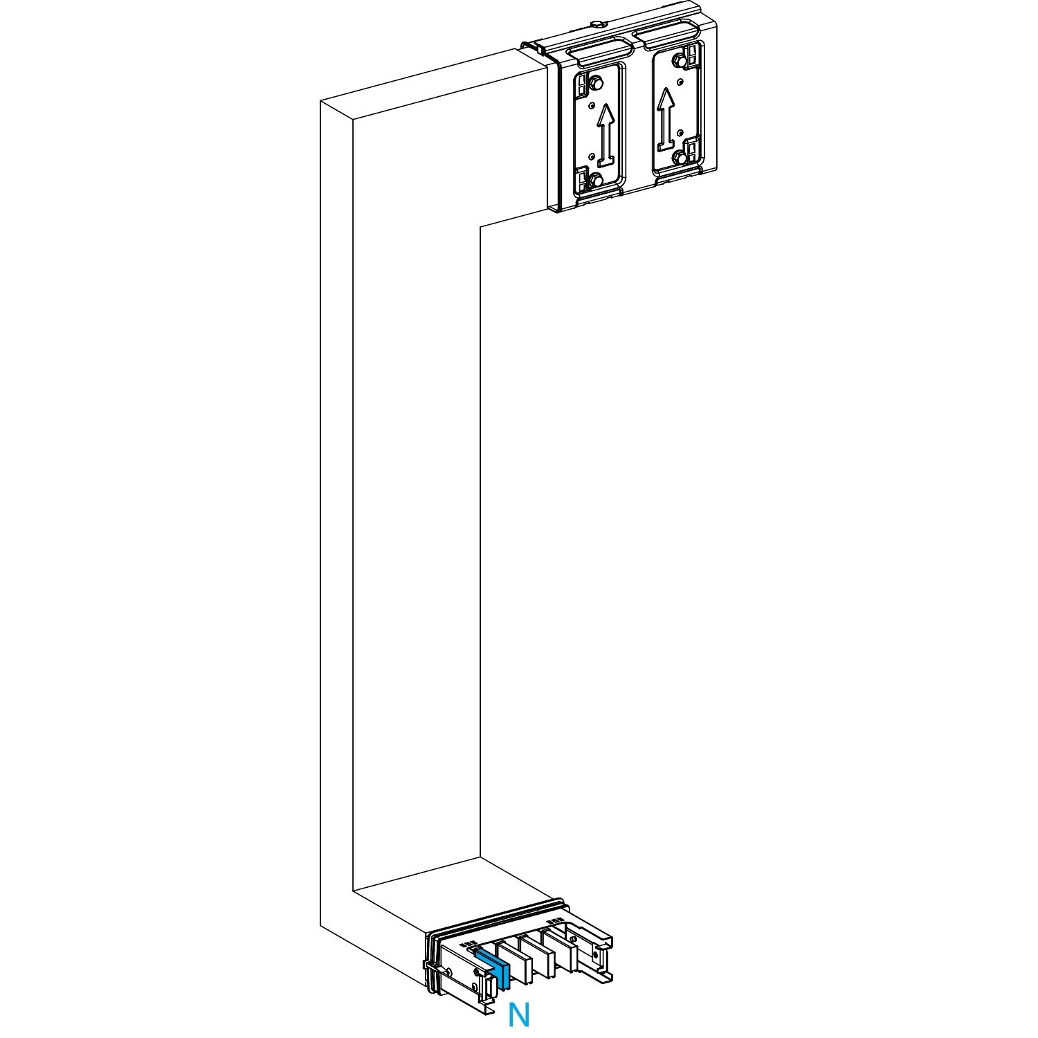 Picture of Multiple, Canalis KSA250, aluminium, 100/160/250A, side B made to measure, downward then turns left, 3L+N+PE, RAL9001