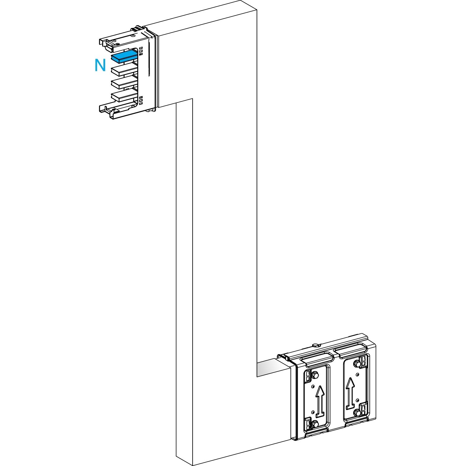 Picture of Zed, Canalis KSA250, aluminium, 100/160/250A, side B made to measure, upward/downward, 3L+N+PE, white RAL9001