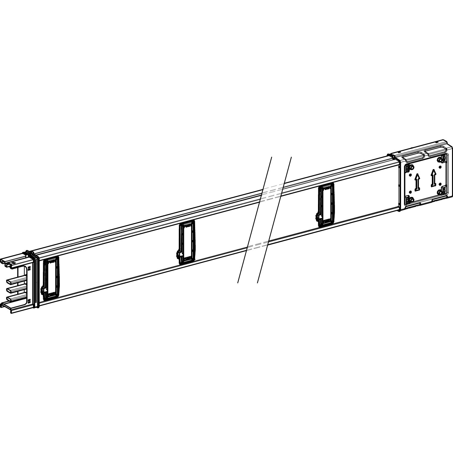 Picture of Horizontal distribution length, Canalis KSA250, aluminium, 100/160/250A, fixed length 5m, 20 outlets, 3L+PE, RAL9001