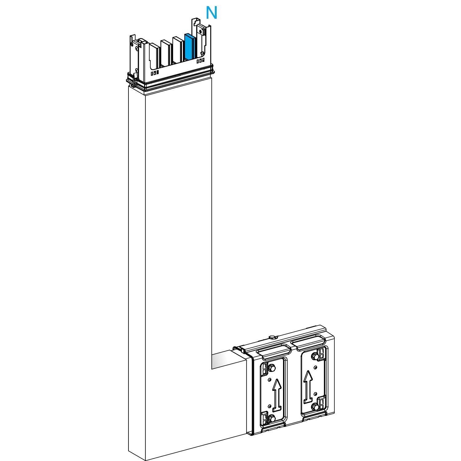 Picture of Elbow, Canalis KSA400, aluminium, 400A, side B made to measure, to go upward, 3L+N+PE, white RAL9001