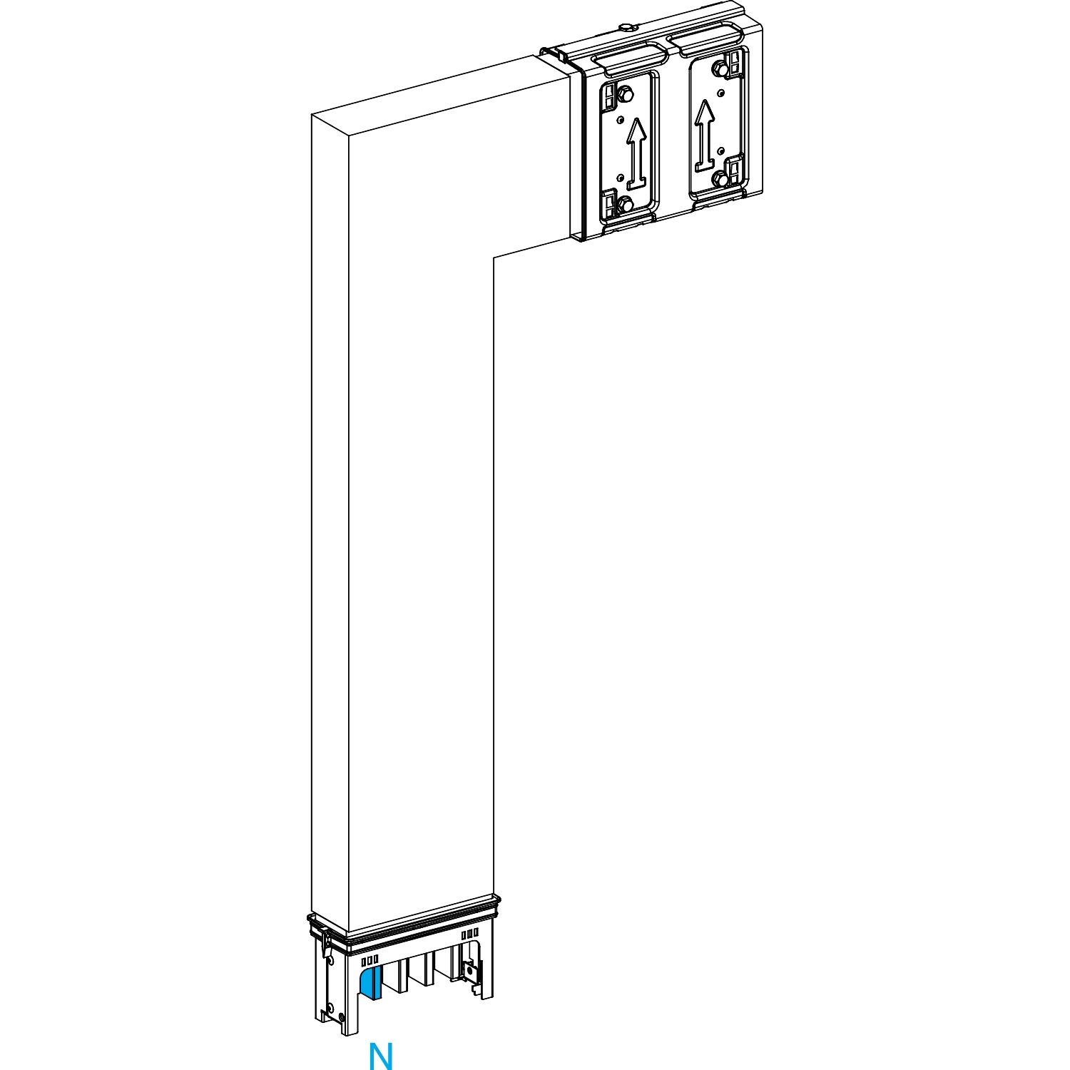 Picture of Elbow, Canalis KSA400, aluminium, 400A, side B made to measure, to go downward, 3L+N+PE, white RAL9001