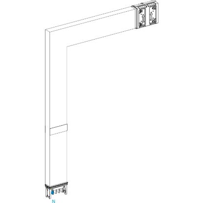 Picture of Elbow, Canalis KSA400, aluminium, 400A, sides A/B made to measure, 1 fire barrier, to go downward, 3L+N+PE, RAL9001