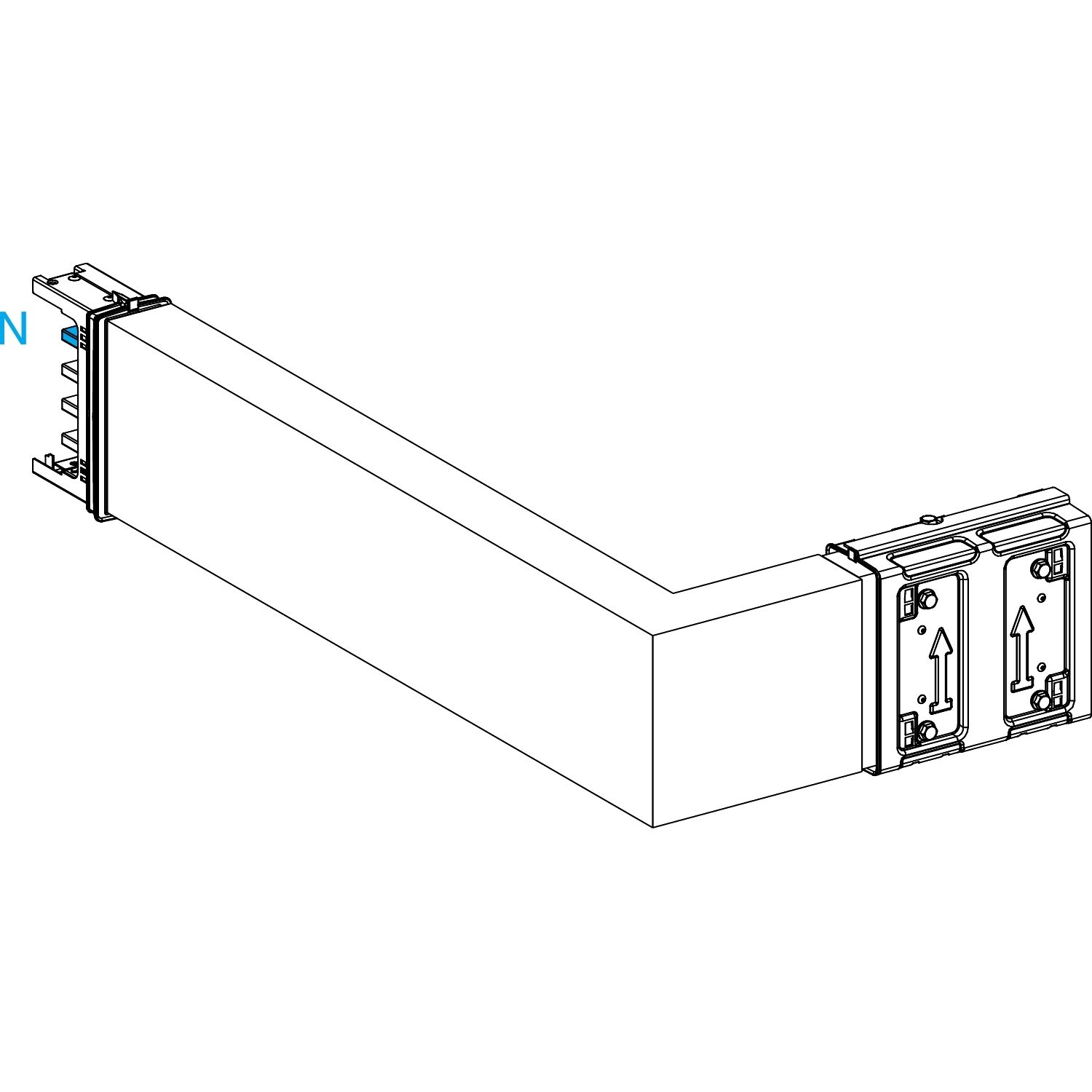 Picture of Elbow, Canalis KSA400, aluminium, 400A, side B made to measure, turns right, 3L+N+PE, white RAL9001