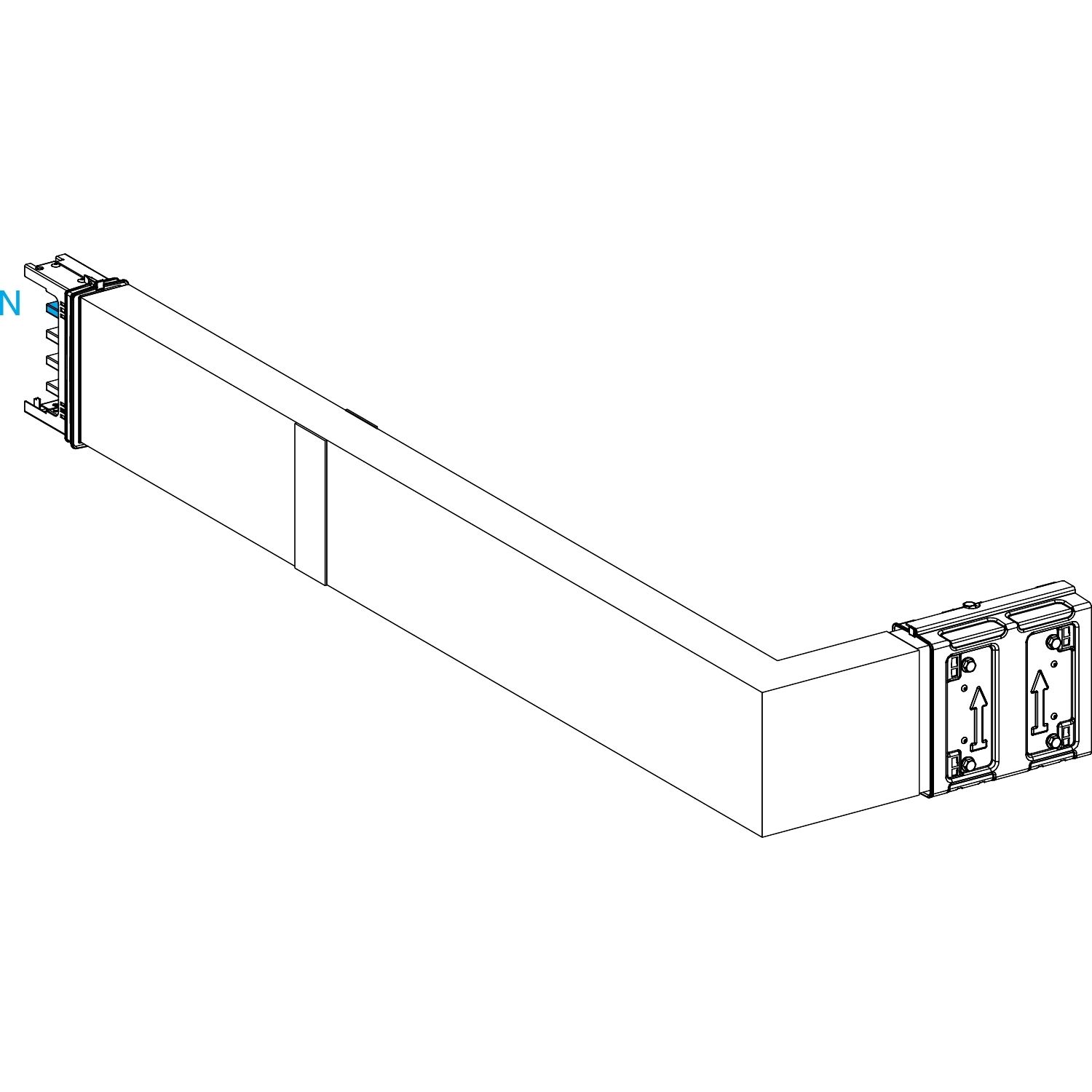 Picture of Elbow, Canalis KSA400, aluminium, 400A, side B made to measure with fire barrier, turns right, 3L+N+PE, white RAL9001