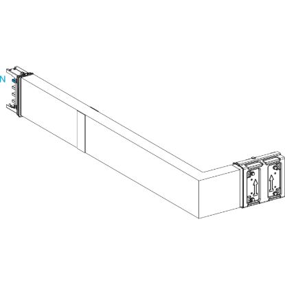 Picture of Elbow, Canalis KSA400, aluminium, 400A, side B made to measure with fire barrier, turns right, 3L+N+PE, white RAL9001