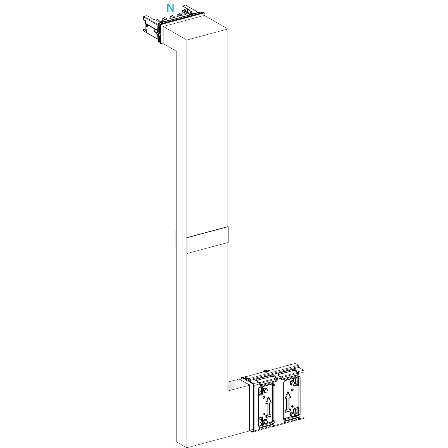 Picture of Multiple, Canalis KSA400, aluminium, 400A, side B made to measure with fire barrier, upward then turns right, RAL9001