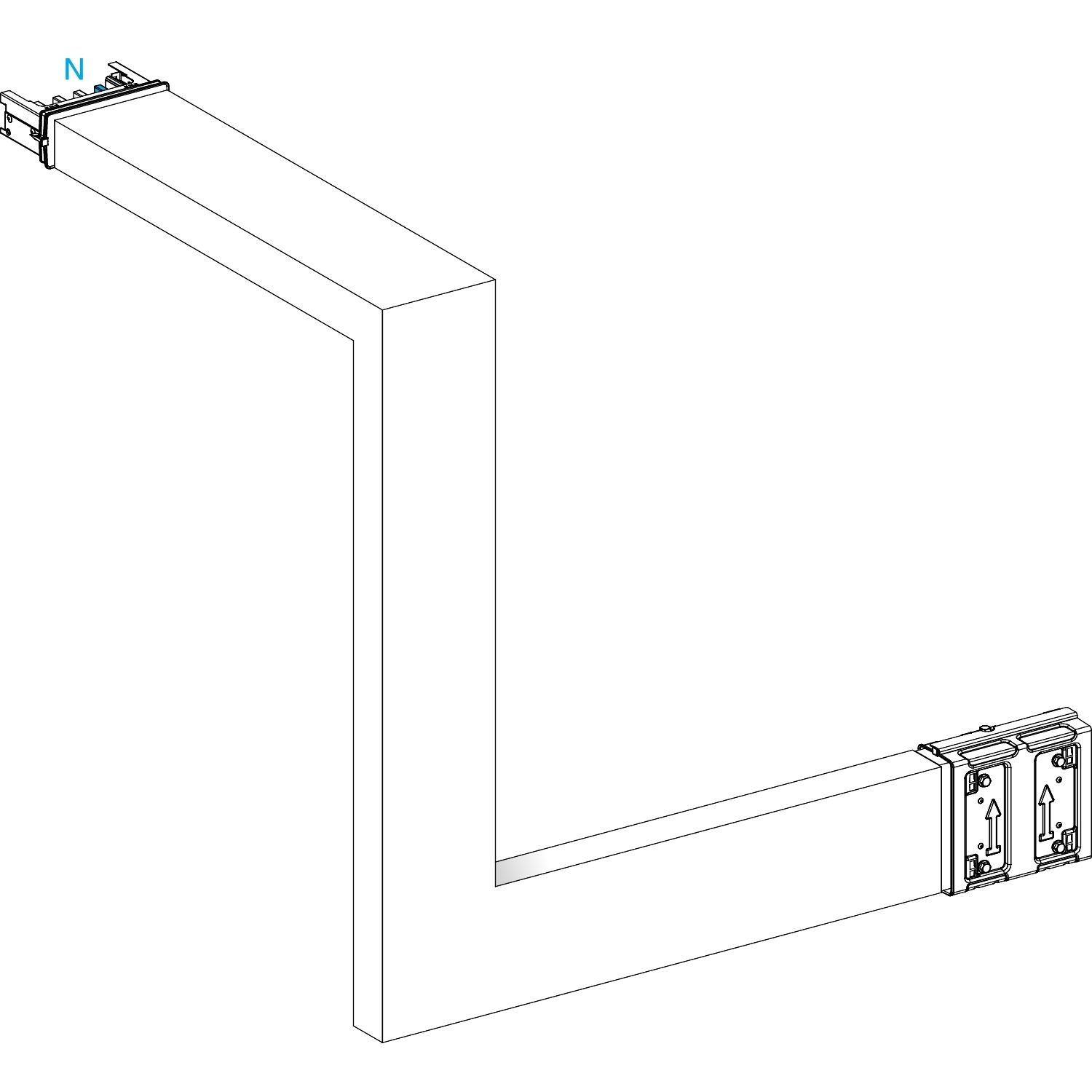 Picture of Multiple, Canalis KSA400, aluminium, 400A, all sides made to measure, upward then turns right, 3L+N+PE, white RAL9001