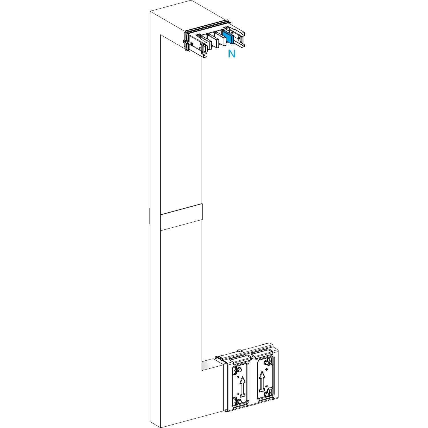 Picture of Multiple, Canalis KSA400, aluminium, 400A, side B made to measure with fire barrier, upward then turns left, RAL9001
