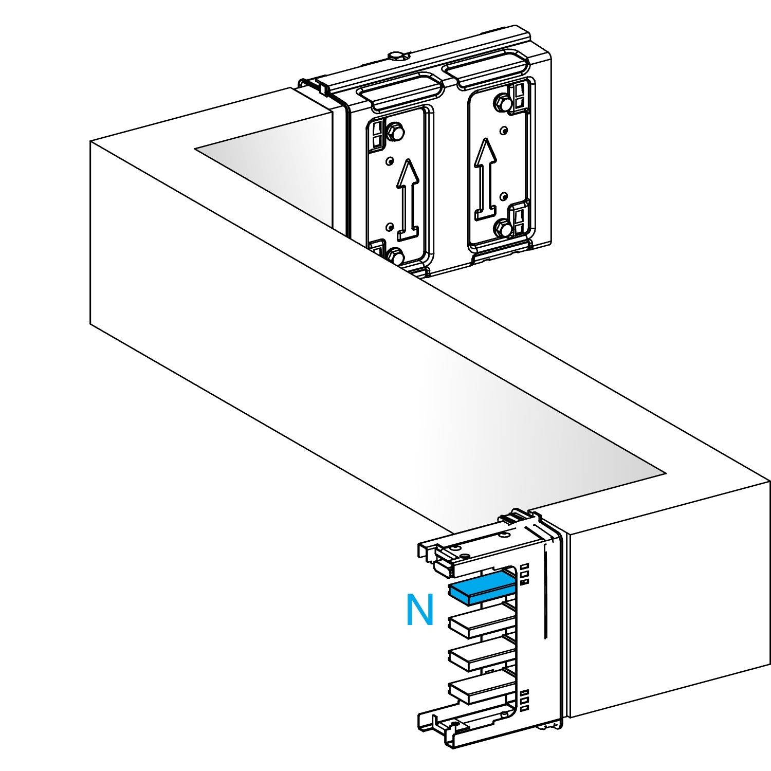 Picture of Zed, Canalis KSA400, aluminium, 400A, side B made to measure, turns left then right, 3L+N+PE, white RAL9001