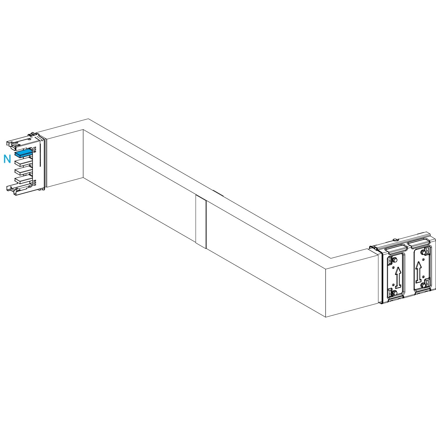 Picture of Zed, Canalis KSA400, aluminium, 400A, side B made to measure with fire barrier, turns right then left, 3L+N+PE, RAL9001