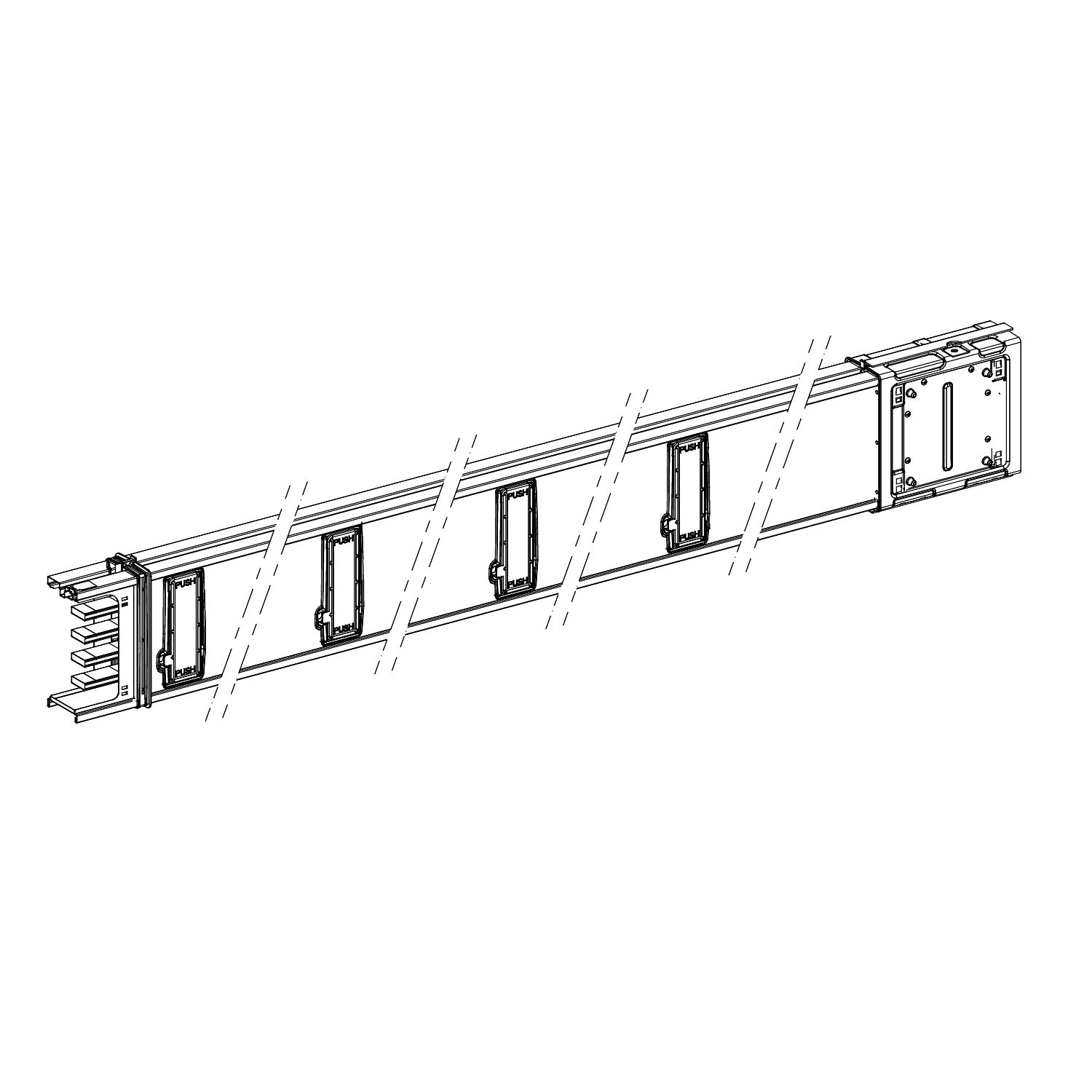 Picture of Horizontal distribution length, Canalis KSA400, aluminium, 400A, fixed length 2m, 8 outlets, 3L+N+PE, white RAL9001