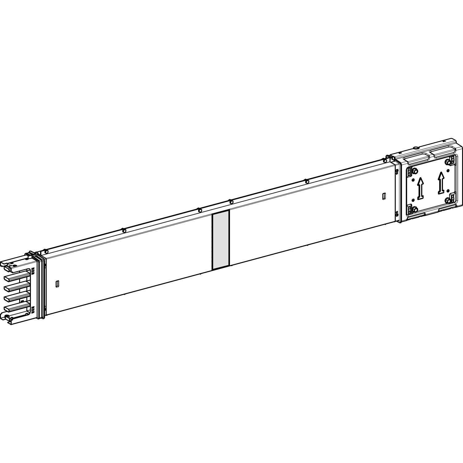 Picture of Horizontal transport length, Canalis KSA400, aluminium, 400A, fire barrier, made to measure 0.8-1.9m, 3L+N+PE, RAL9001
