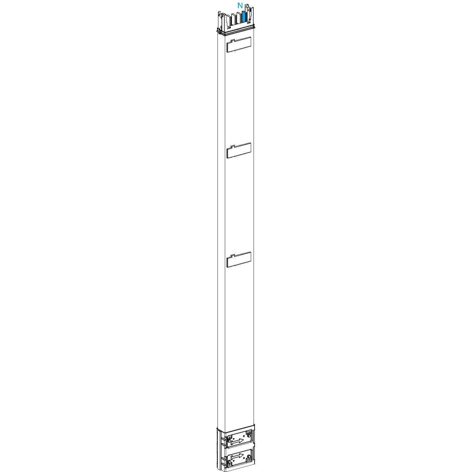 Picture of Vertical distribution length, Canalis KSA400, aluminium, 400A, fixed length 2m, 3 outlets, 3L+N+PE, white RAL9001