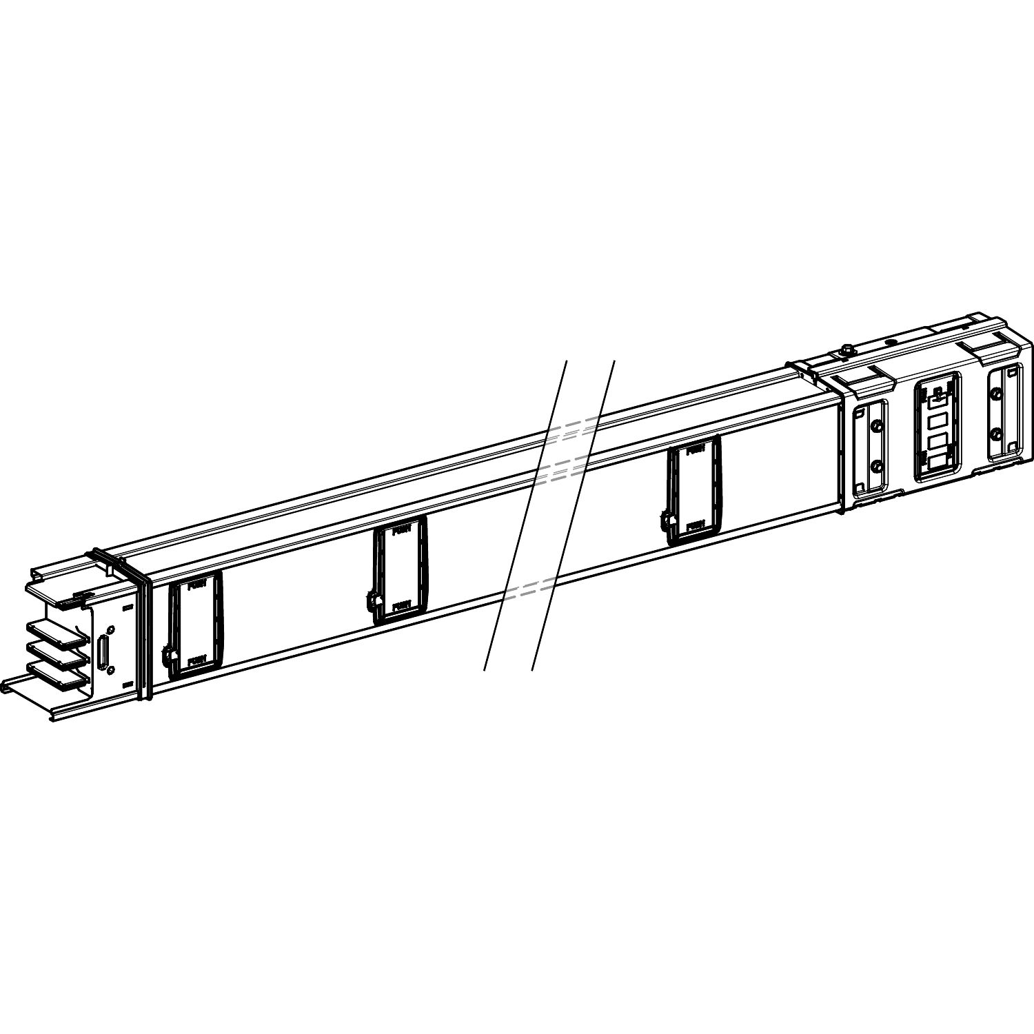 Picture of Horizontal distribution length, Canalis KSA500, aluminium, 500A, fixed length 3m, 6 outlets, 3L+PE, white RAL9001