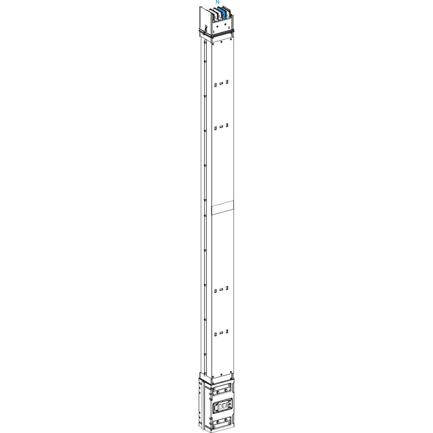 Picture of Vertical transport length, Canalis KSA630, aluminium, 500/630A, fire barrier, made to measure 0.8-1.9m, 3L+N+PE, RAL9001