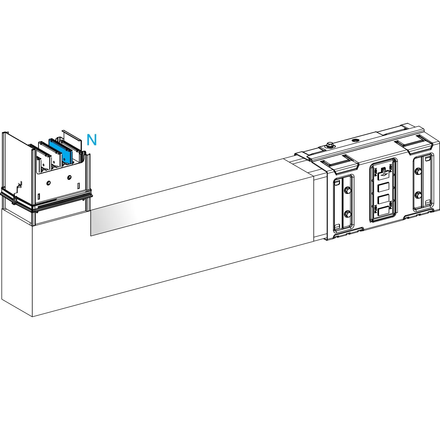 Picture of Elbow, Canalis KSA630, aluminium, 500/630A, side A made to measure, to go upward, 3L+N+PE, white RAL9001