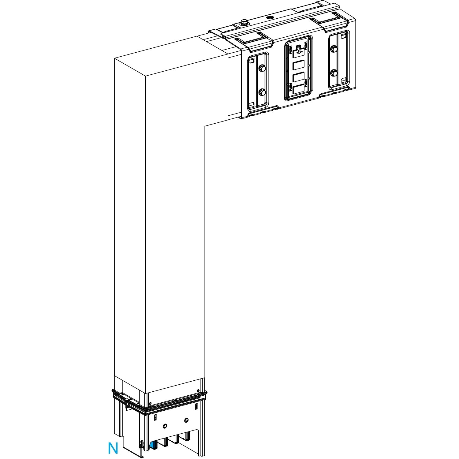 Picture of Elbow, Canalis KSA630, aluminium, 500/630A, side B made to measure, to go downward, 3L+N+PE, white RAL9001