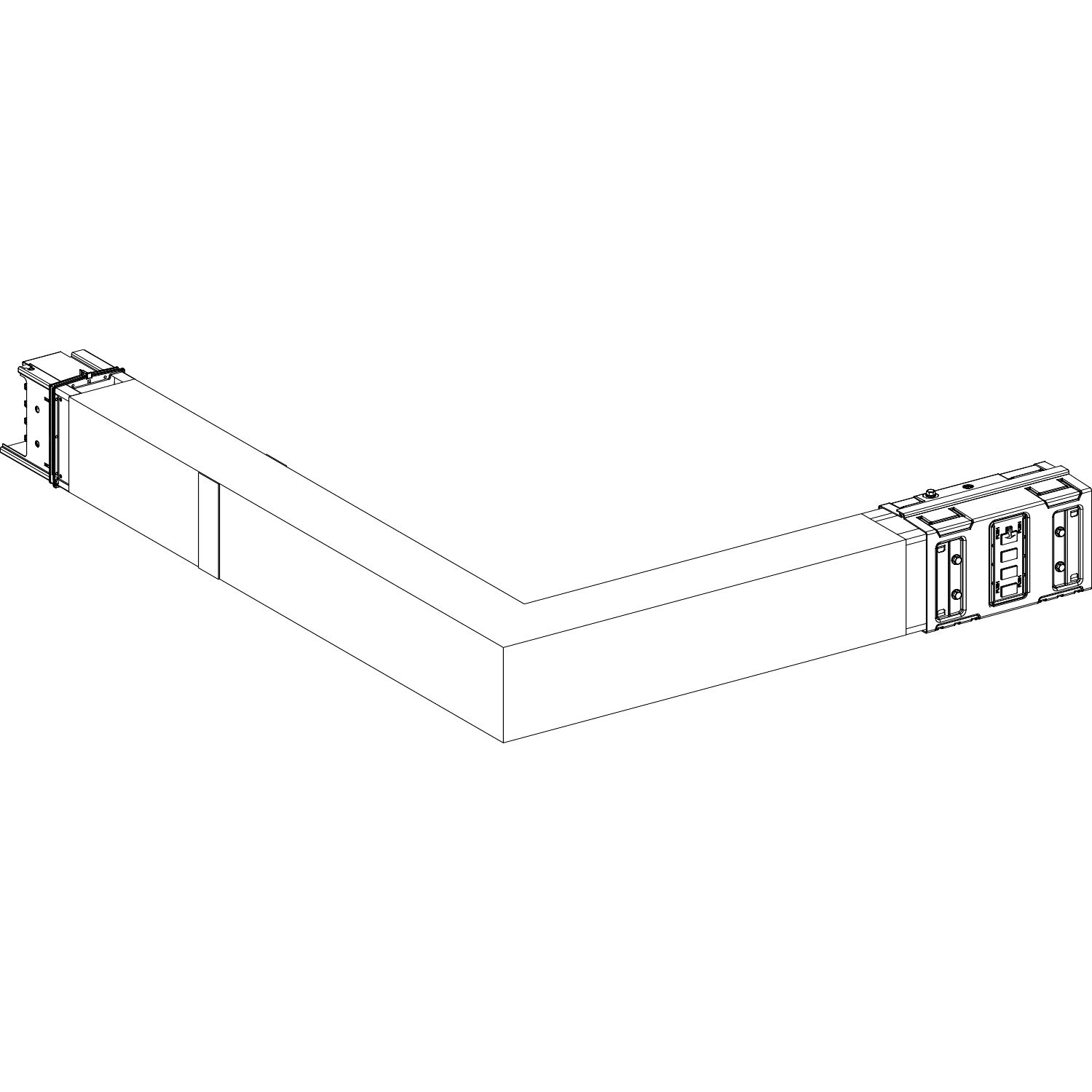 Picture of Elbow, Canalis KSA630, Alu, 500/630A, sides A/B made to measure, 1 fire barrier, turns right /left, 3L+N+PE, RAL9001