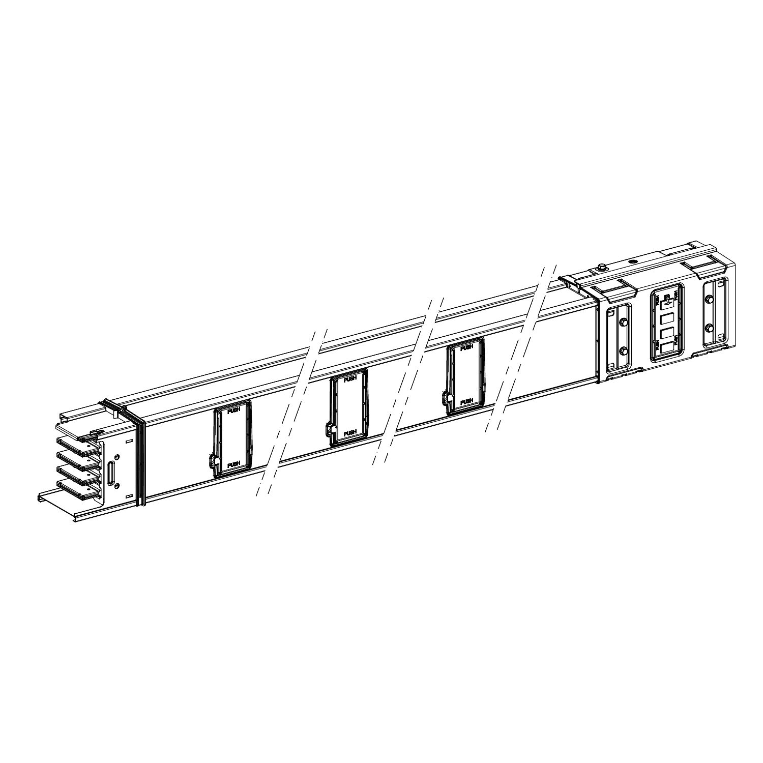 Picture of Horizontal distribution length, Canalis KSA630, aluminium, 500/630A, fixed length 2m, 6 outlets, 3L+N+PE, white RAL9001