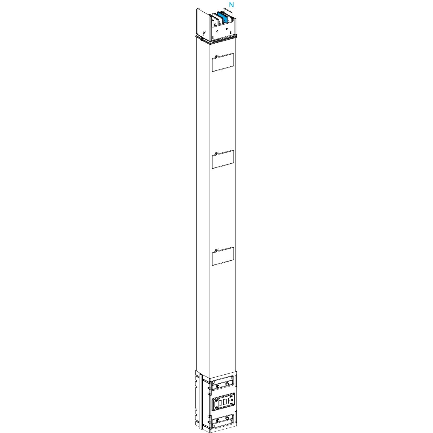 Picture of Vertical distribution length, Canalis KSA800, aluminium, 800A, fixed length 2m, 3 outlets, 3L+N+PE, white RAL9001