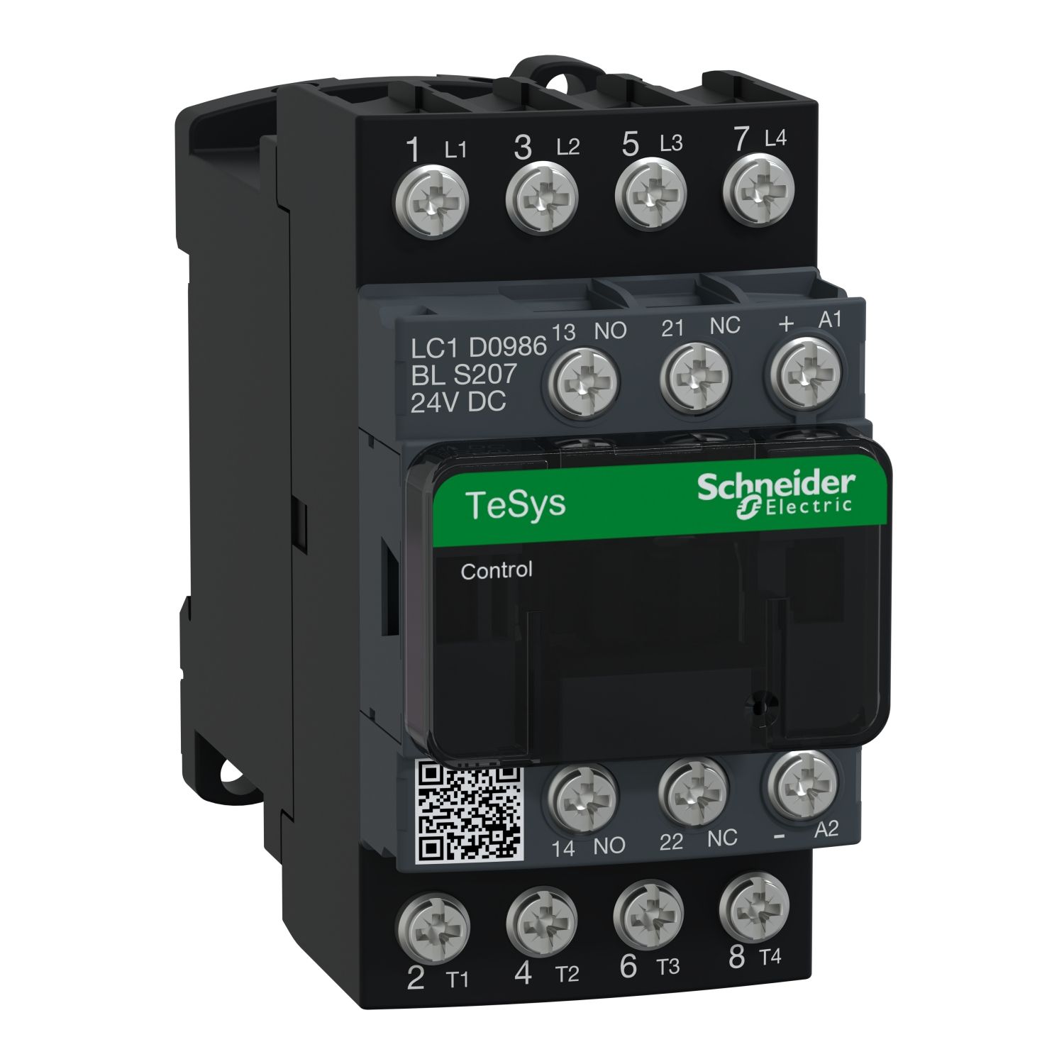 Picture of Contactor, TeSys Deca S207,4P(2NO+2NC),AC-1 20A , <=440V, 24V DC low consumption coil, lugs-ring terminal