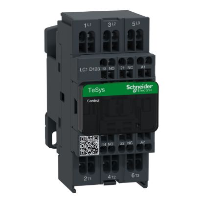 Picture of Contactor, TeSys Deca, 3P(3NO), AC-3/AC-3e, <=440V, 12A, 24V AC 50/60Hz coil, spring terminals